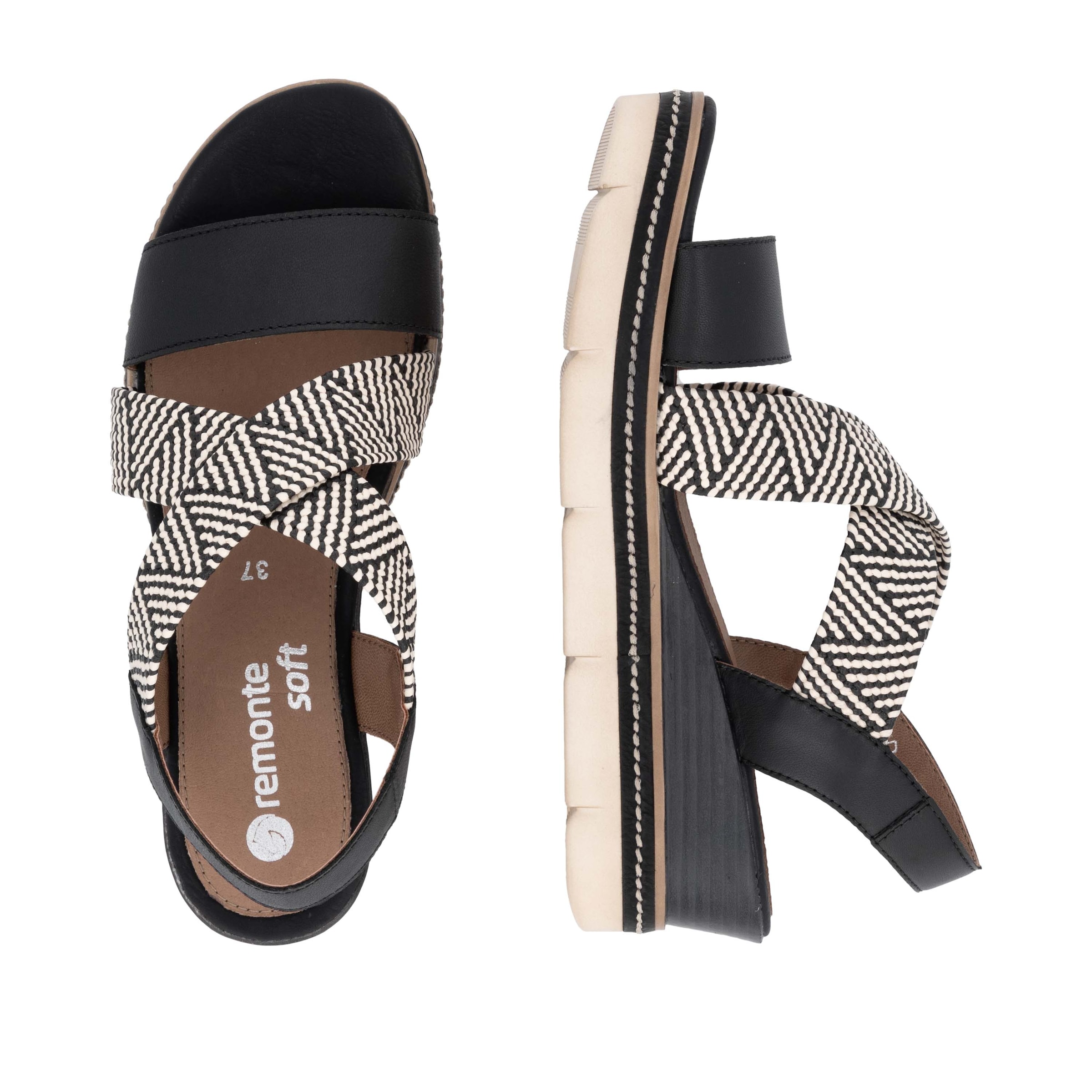 Remonte Keilsandalette, Riemchensandale, Sommerschuh, Bequemschuh mit Muster