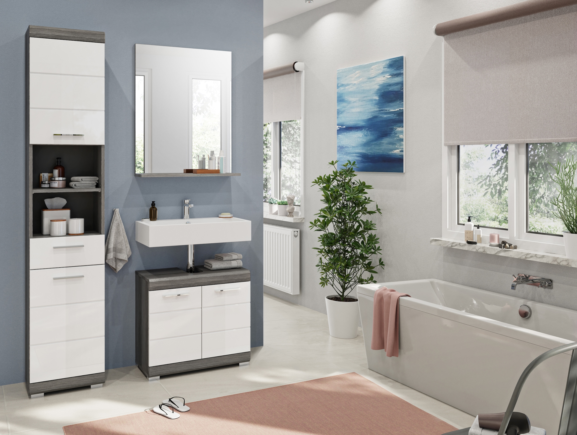welltime Badmöbel-Set »Siena, 3 teilig, bestehend aus:« Set, TOPSELLER!, 3 Stk. tlg.