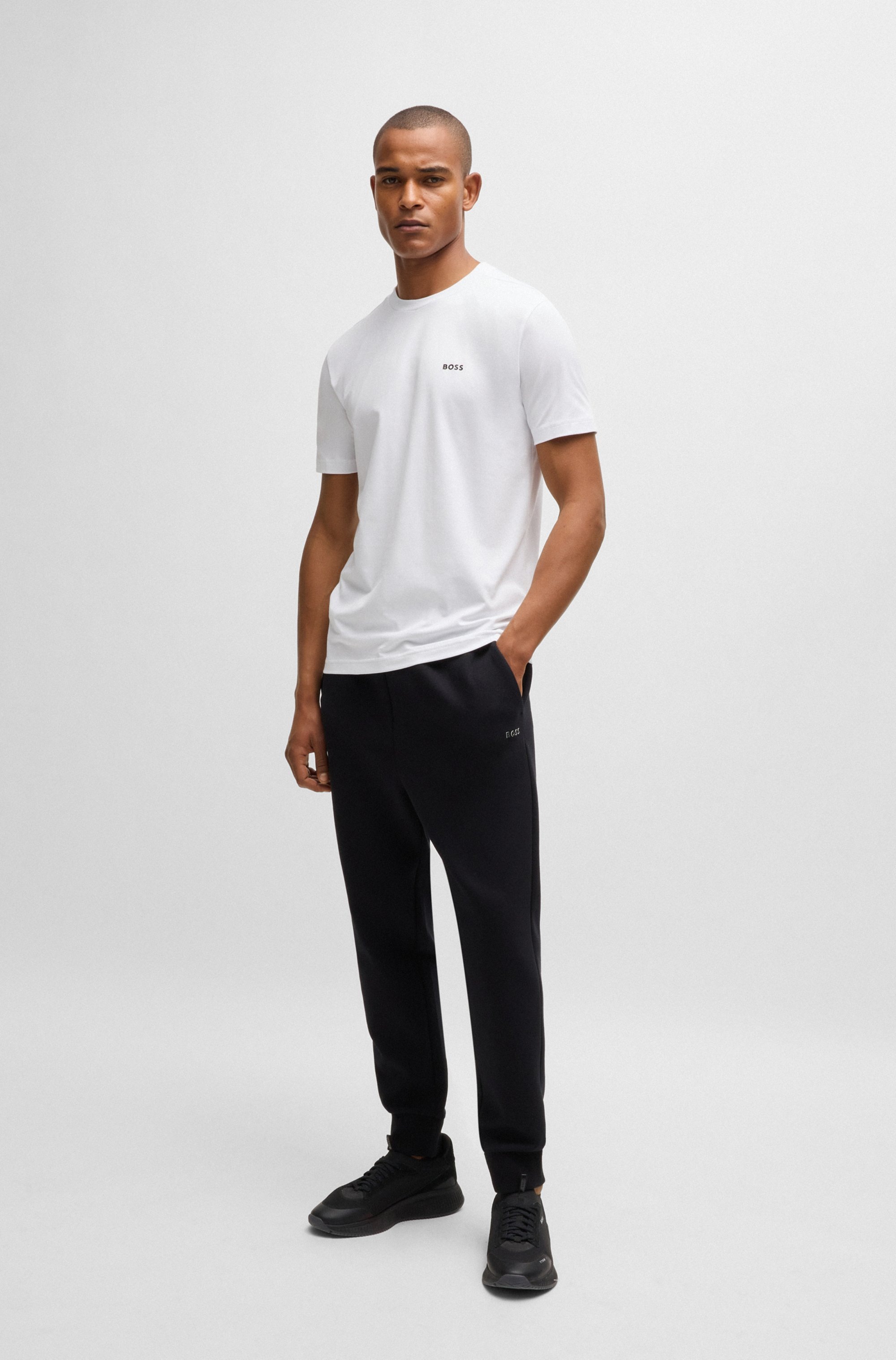 BOSS GREEN Rundhalsshirt »Tee«, mit gummiertem Kontrast-Logo