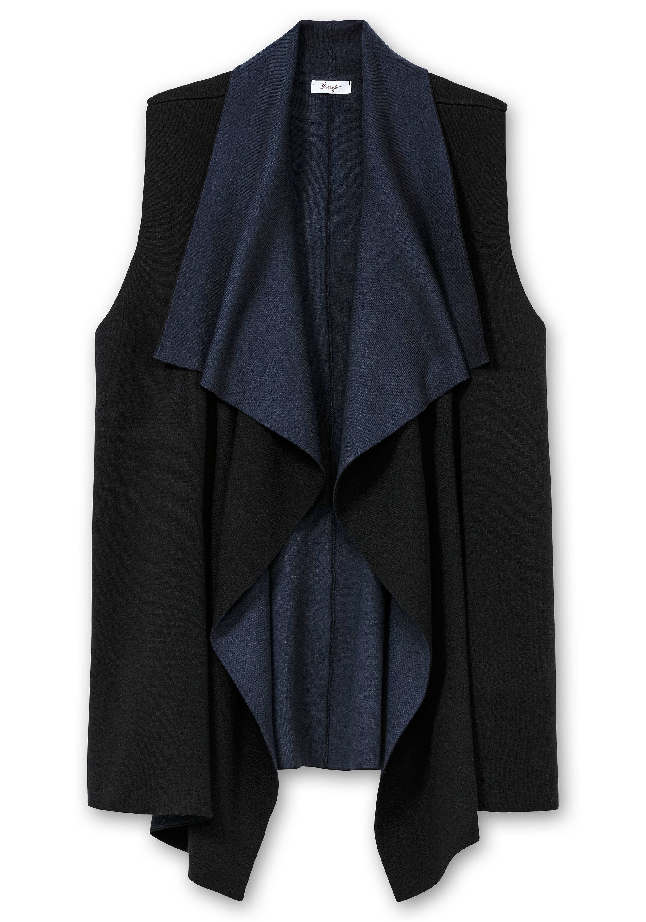 Sheego Strickjacke »Doubleface-Weste mit weich fallendem Kragen«, mit weich fallendem Kragen