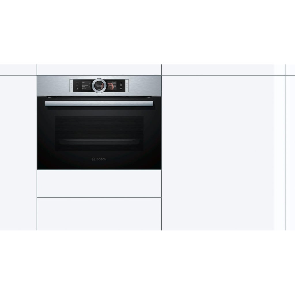 BOSCH Dampfbackofen »CSG636BS3«, 8, mit Teleskopauszug nachrüstbar, ecoClean Direct, mit softClose