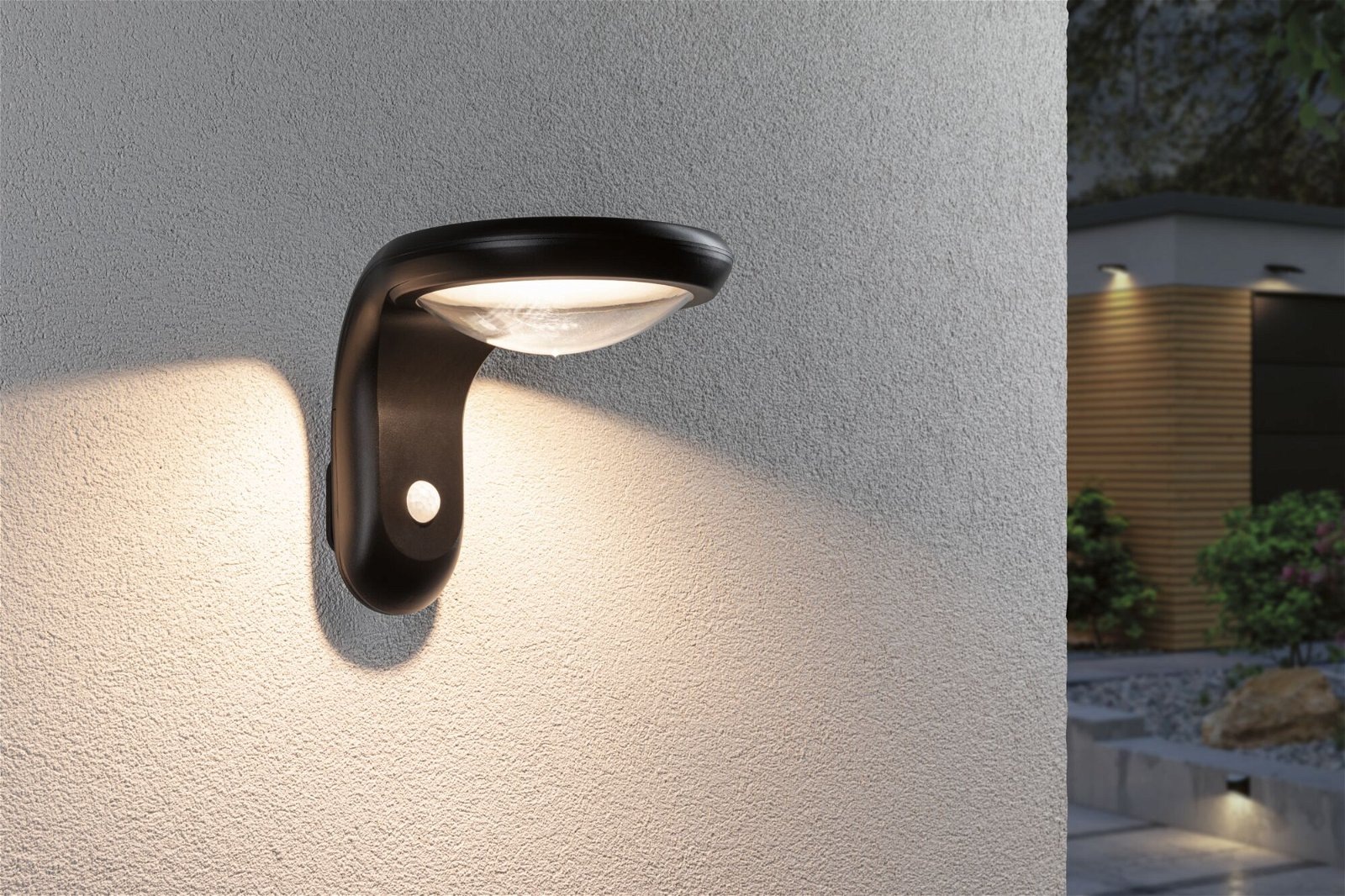 Paulmann LED Außen-Wandleuchte »Solar Diskola IP44 180x234mm 3000K 3,5W 400lm Anthrazit Kunststoff«, 1 flammig, Bewegungsmelder