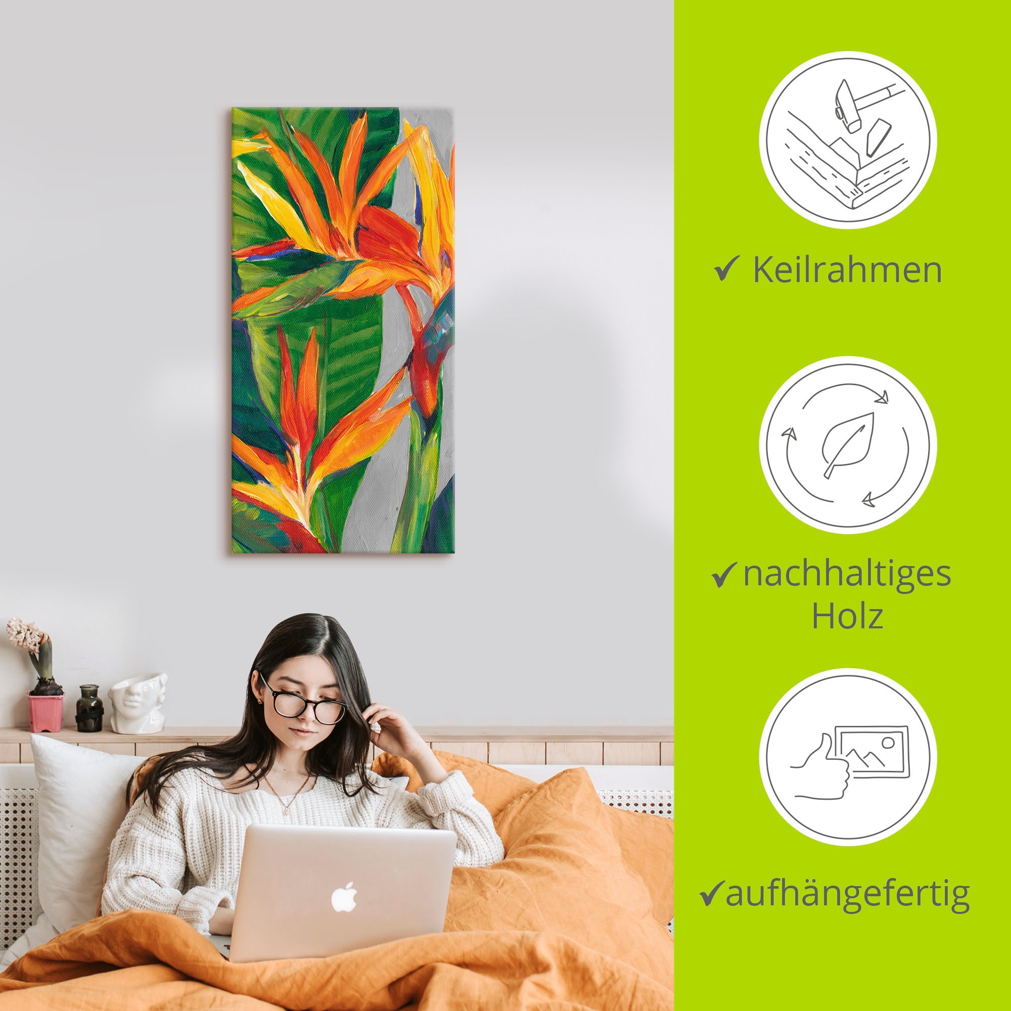 Artland Wandbild »Paradiesvogel II«, Pflanzen, (1 St.), als Alubild, Outdoorbild, Leinwandbild, Poster in verschied. Größen