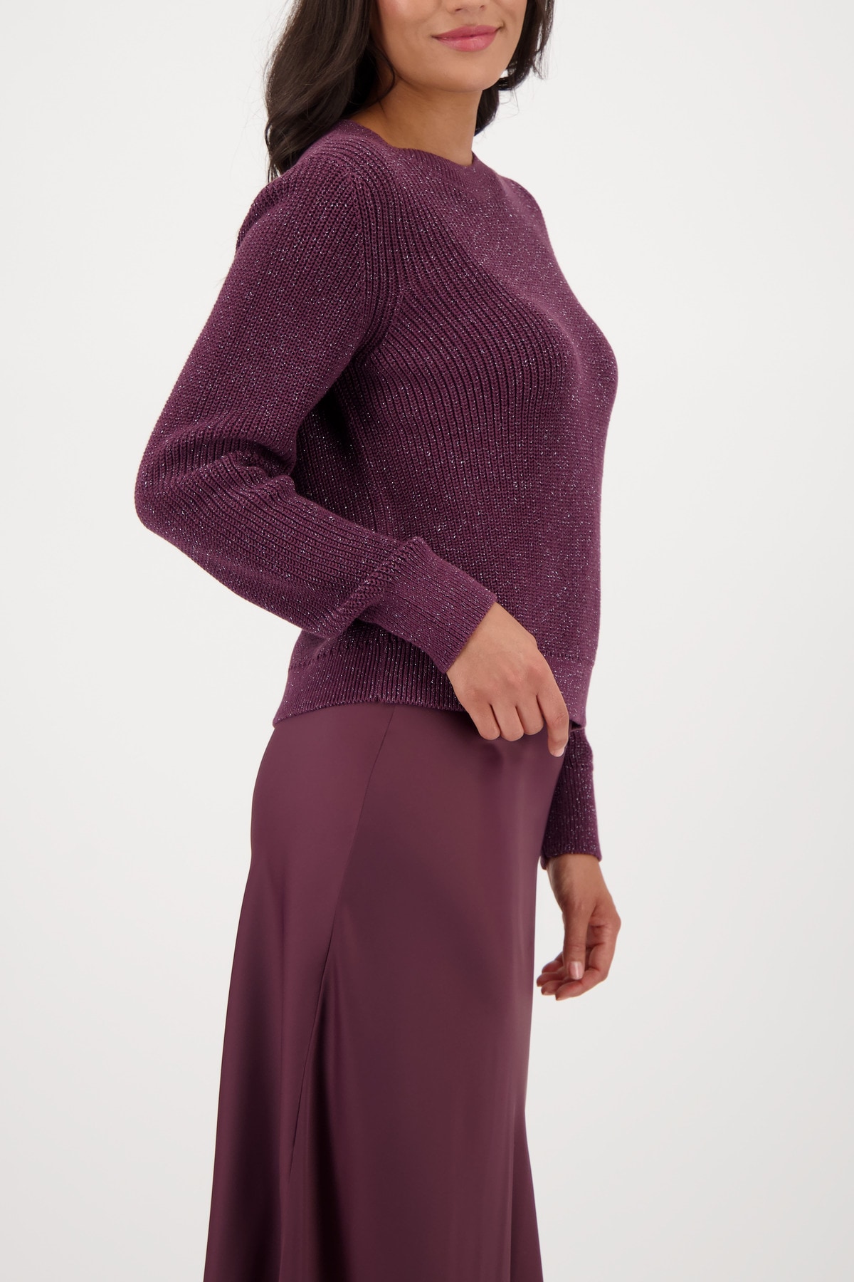 Monari Strickpullover »Pullover Basic Lurex«, Mit Rundhalsausschnitt