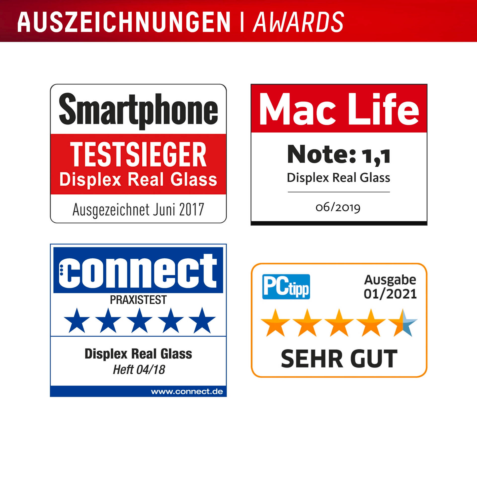 Displex Displayschutzglas »Real Glass«, Displayschutzfolie, Schutzfolie, Bildschirmschutz, kratz- & stoßfest