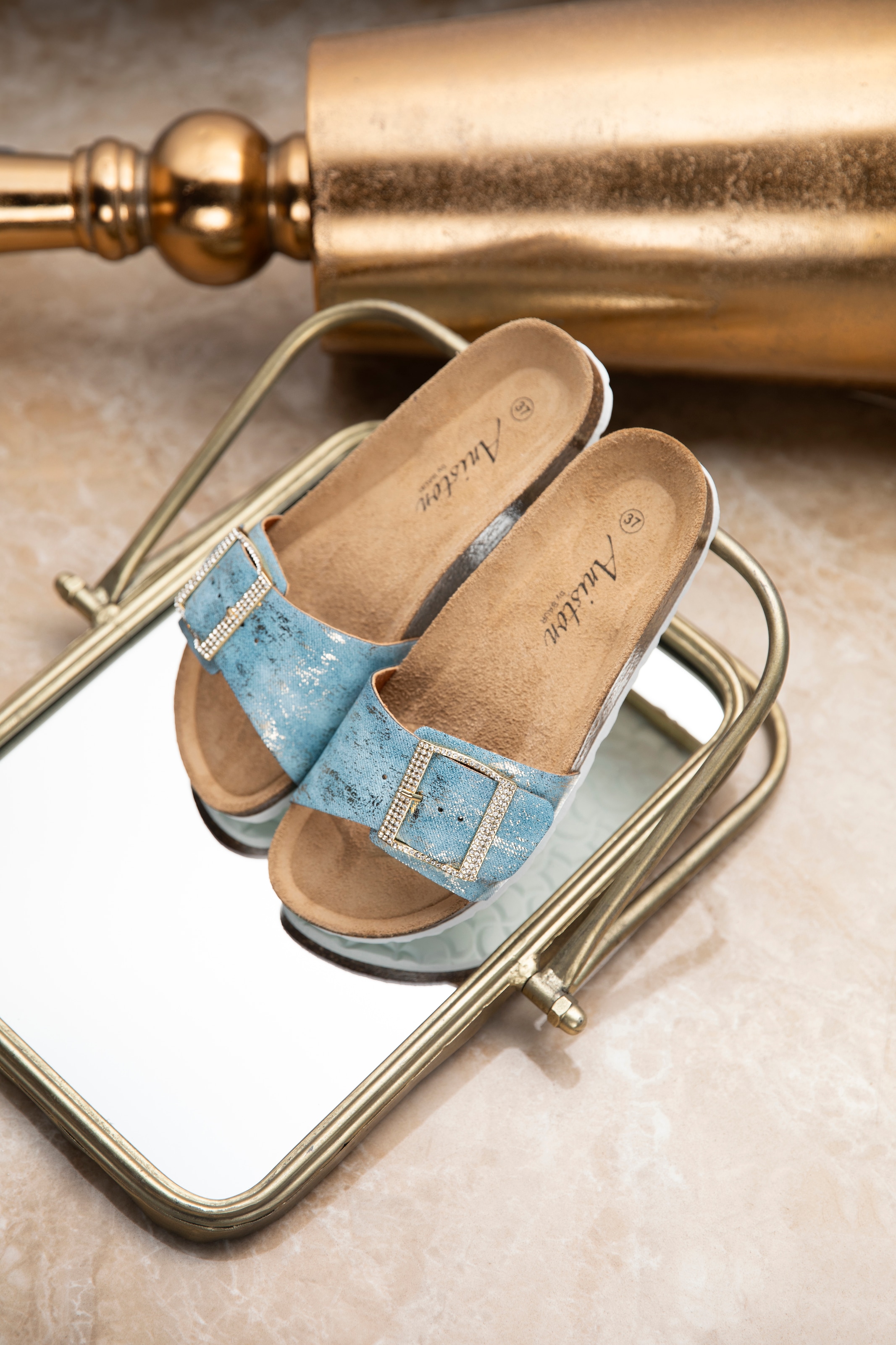 Aniston SHOES Pantolette, Sommerschuh, Strandschuh, Glitzersteine - NEUE KOLLEKTION