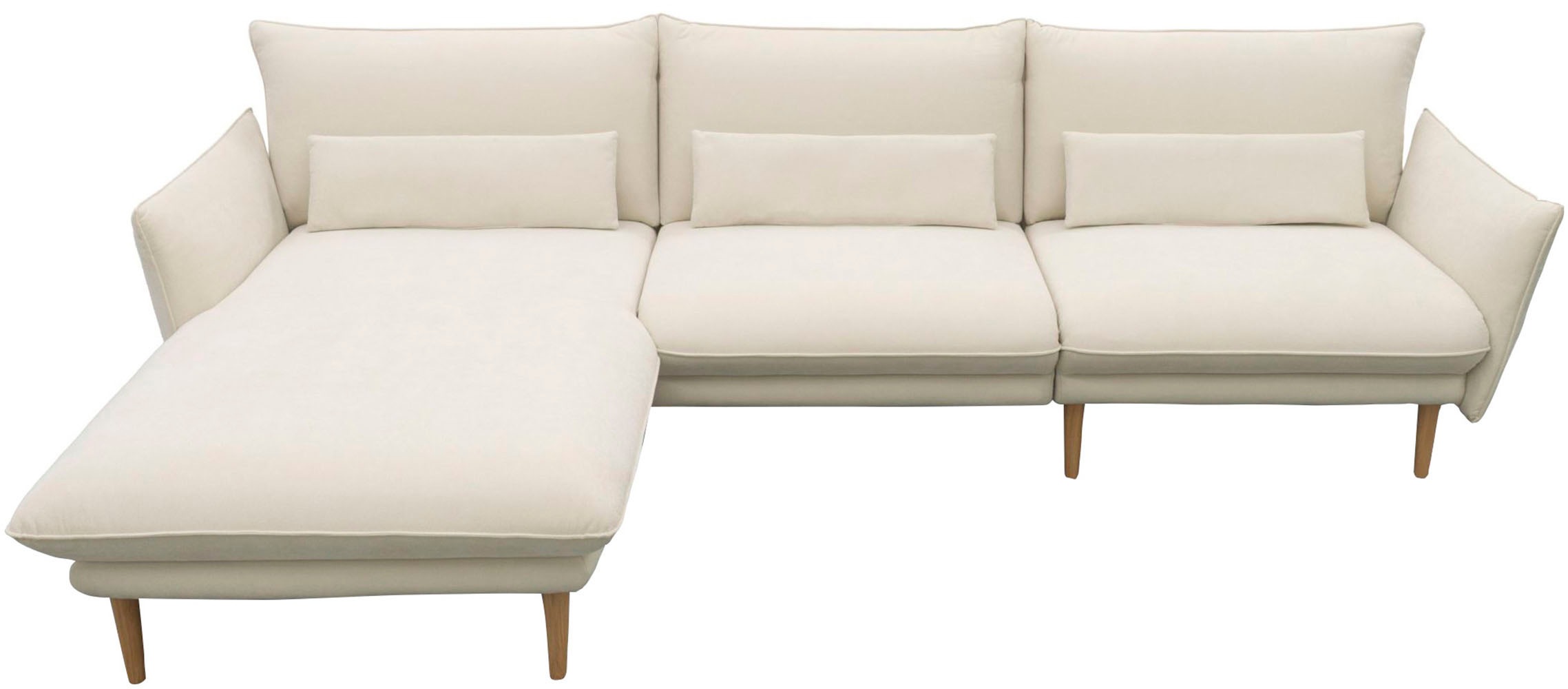 DOMO collection Ecksofa »Leuven modern mit schmalen Armlehnen, Breite 282 cm, L-Form« angenehm feste Polsterung, bodenfrei, 19 cm hohe Holzfüße