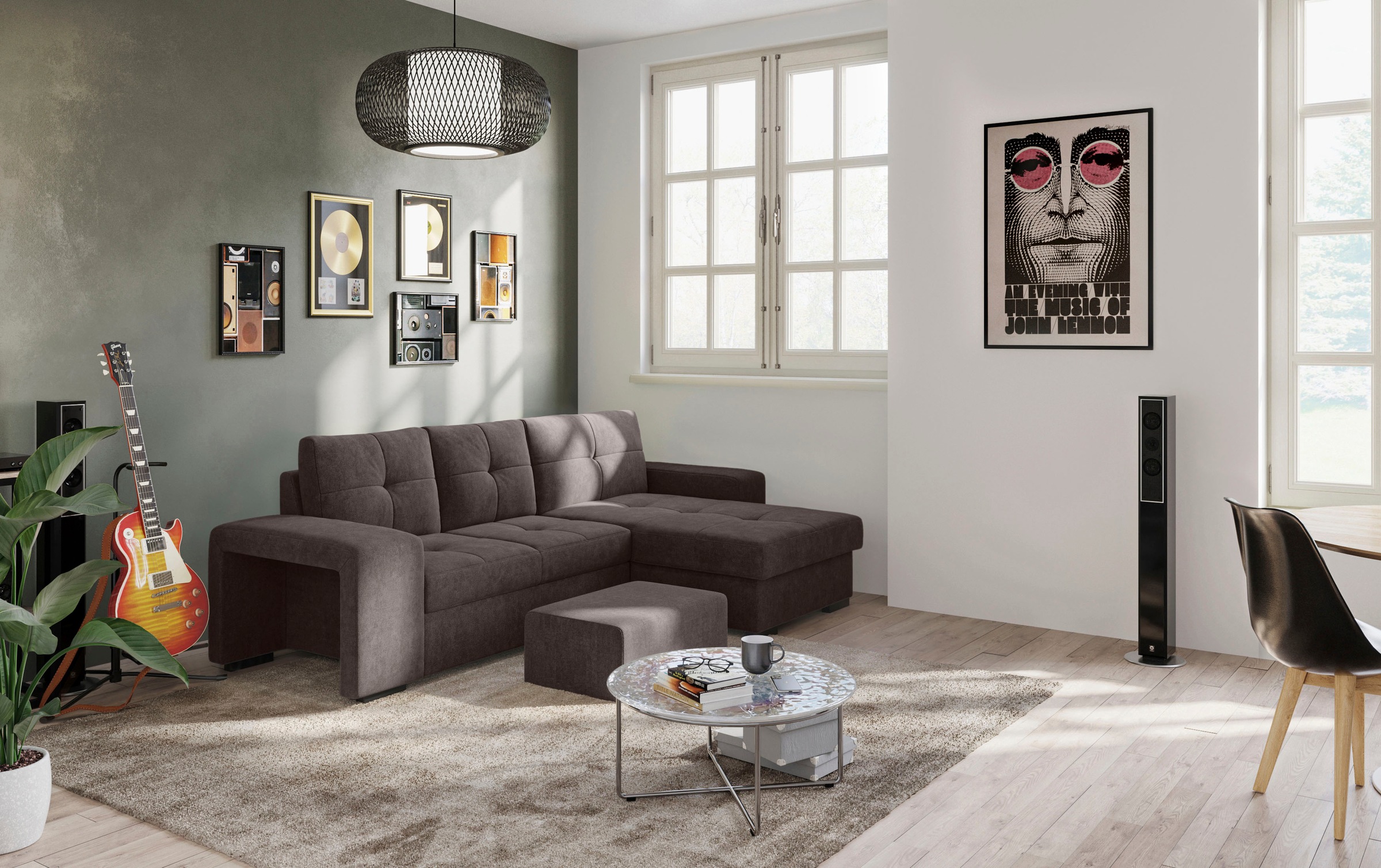 COTTA Ecksofa »Mattina L-Form«, mit Hocker, wahlweise mit Bettfunktion & Bettkasten