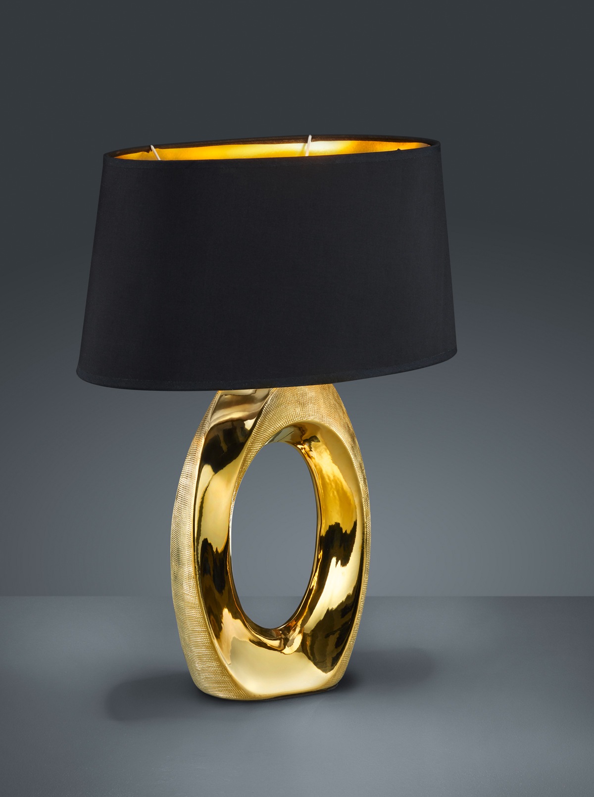 1 Nachttischlampe, TRIO mit golfarbig, schwarz/gold flammig-flammig, | XXL in »Taba«, Jahren Stoffschirm 3 Tischlampe Garantie Schreibtischlampe online Leuchten kaufen
