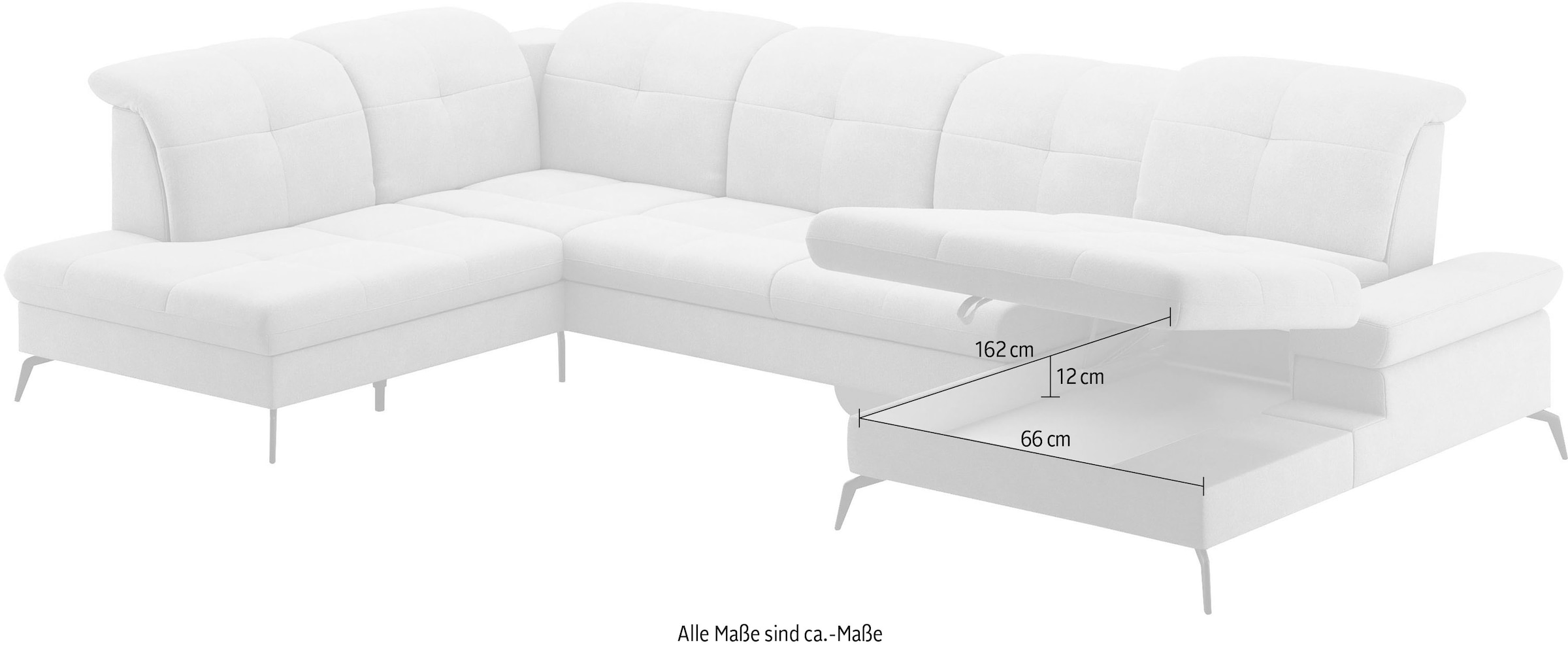 sit&more Wohnlandschaft »Amica, U-Form, inkl. Sitztiefenverstellung und Armteilverstellung«, wahlweise mit Kopfteilverstellung, Bettfunktion und Bettkasten