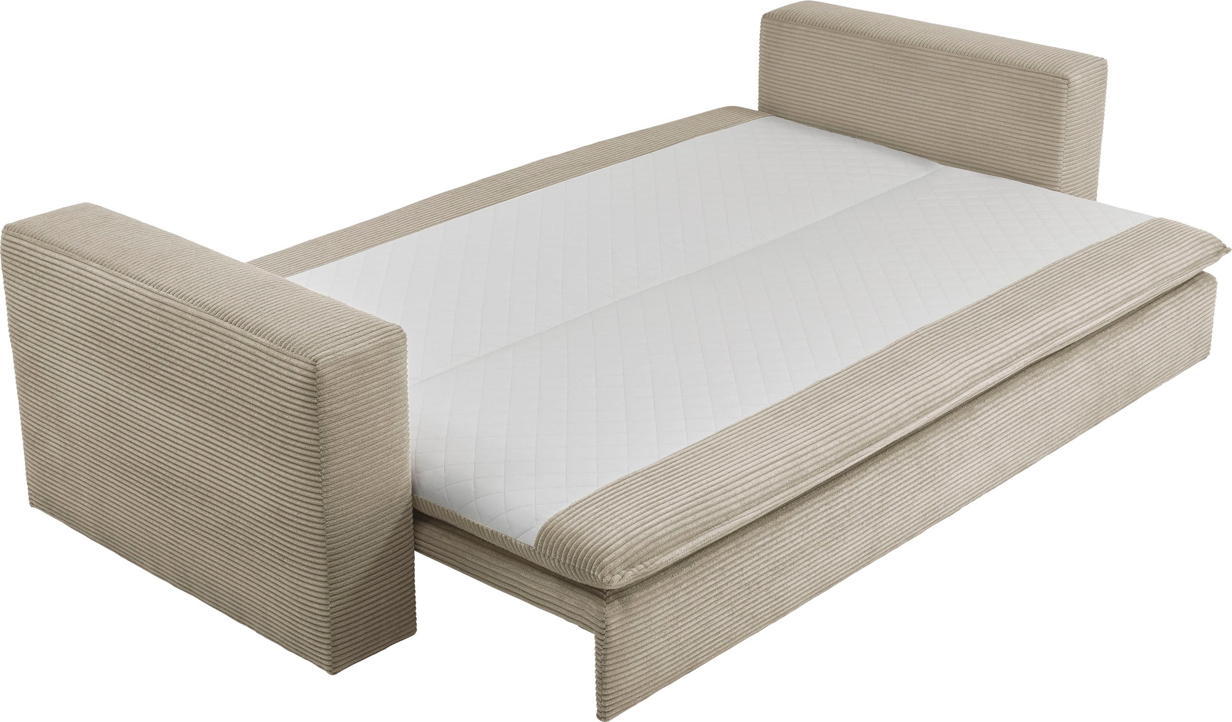 Places of Style 3-Sitzer »PIAGGE«, Cord-Bezug - mit Bettfunktion und Bettkasten, mit praktischem Topper