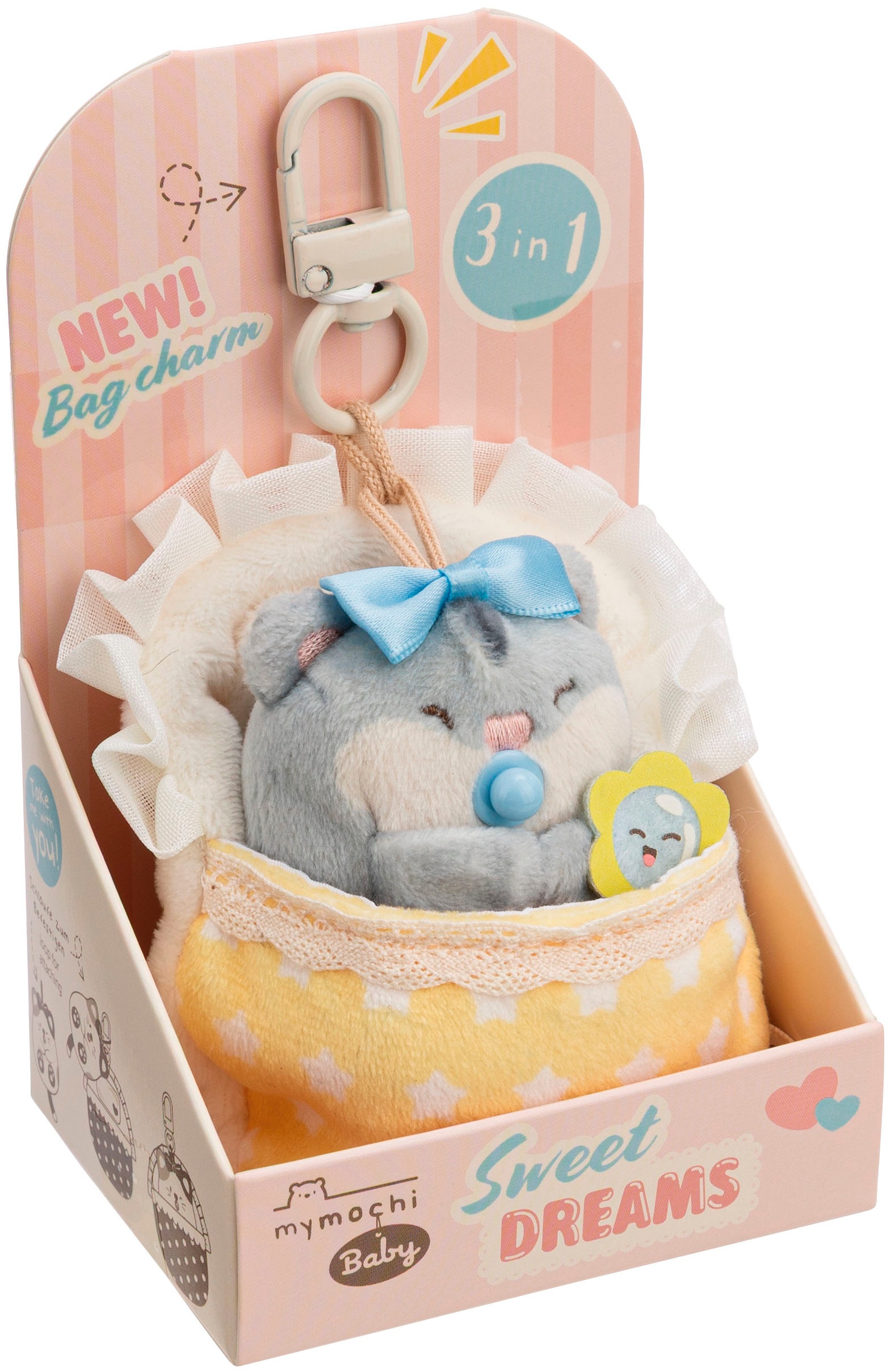 Nici Kuscheltier »mymochi, Set Hamster Shai 7cm mit Rassel & Bettchen mit Karabiner« in Geschenkbox
