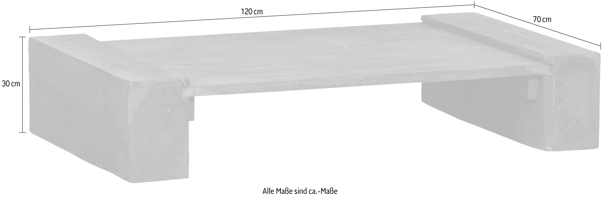 WOOOD Couchtisch »Cuno«, klare Linien, aus Mangoholz, H 30 cm x B 70 cm