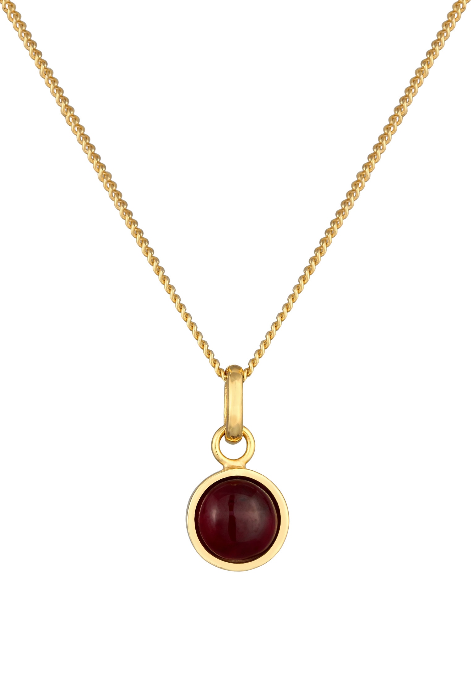 Elli Premium Silberkette »Halskette Solitär Geburtsstein Granat Rot 925 Sterling Silber vergoldet«