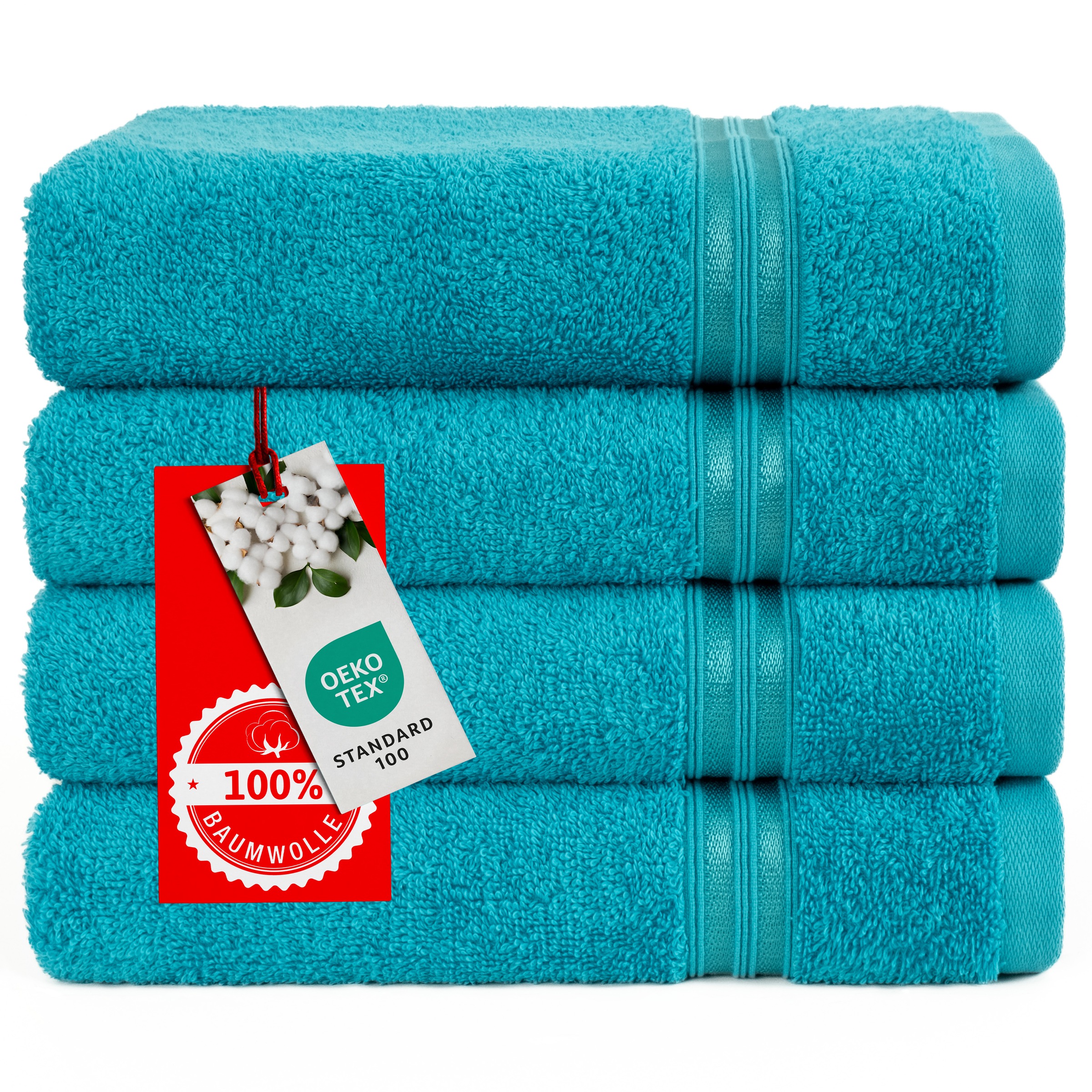 HAMMETEX Handtuch Set »4er Set Handtücher 50x100 cm, 100% Baumwolle, Weich & Saugstark«, (Set, 4 St., 4), mit Bordüre, einfarbig, weich
