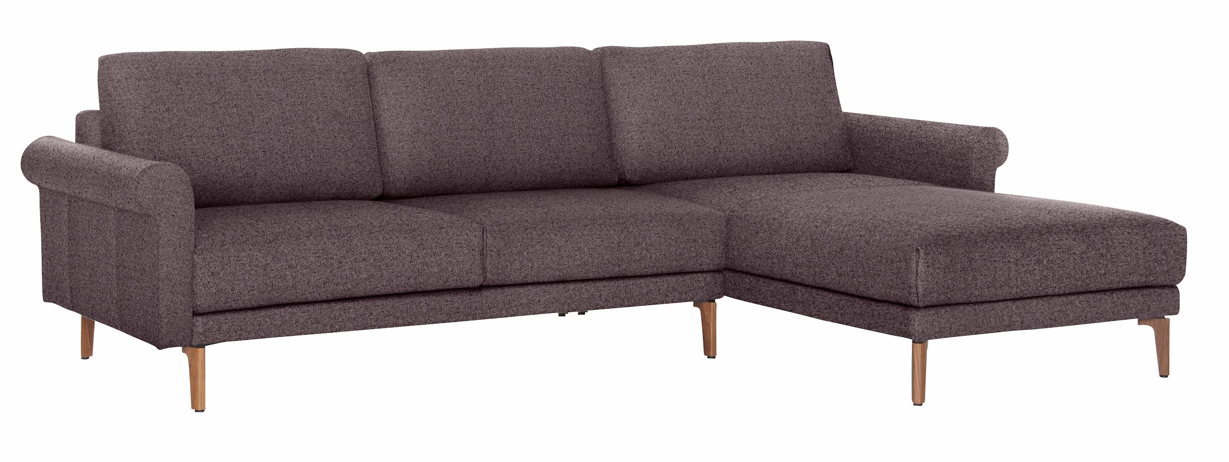 Creation BY ROLF BENZ Ecksofa »CR.450, Designecksofa, L-Form«, Armlehne Schnecke modern Landhaus, Breite 262 cm, Fuß Nussbaum