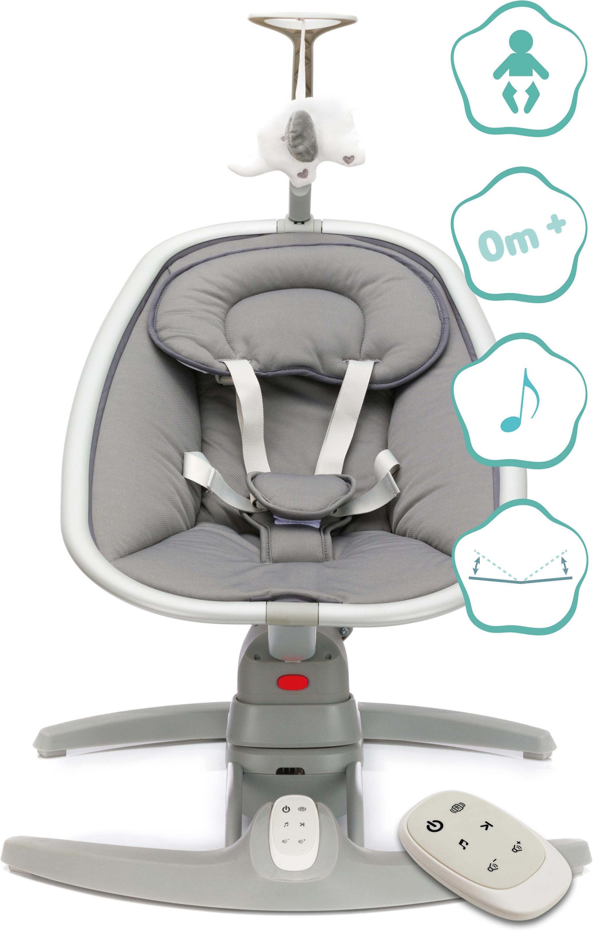 Fillikid Babywippe »Mimi, grau«, bis 9 kg, inkl. Fernbedienung