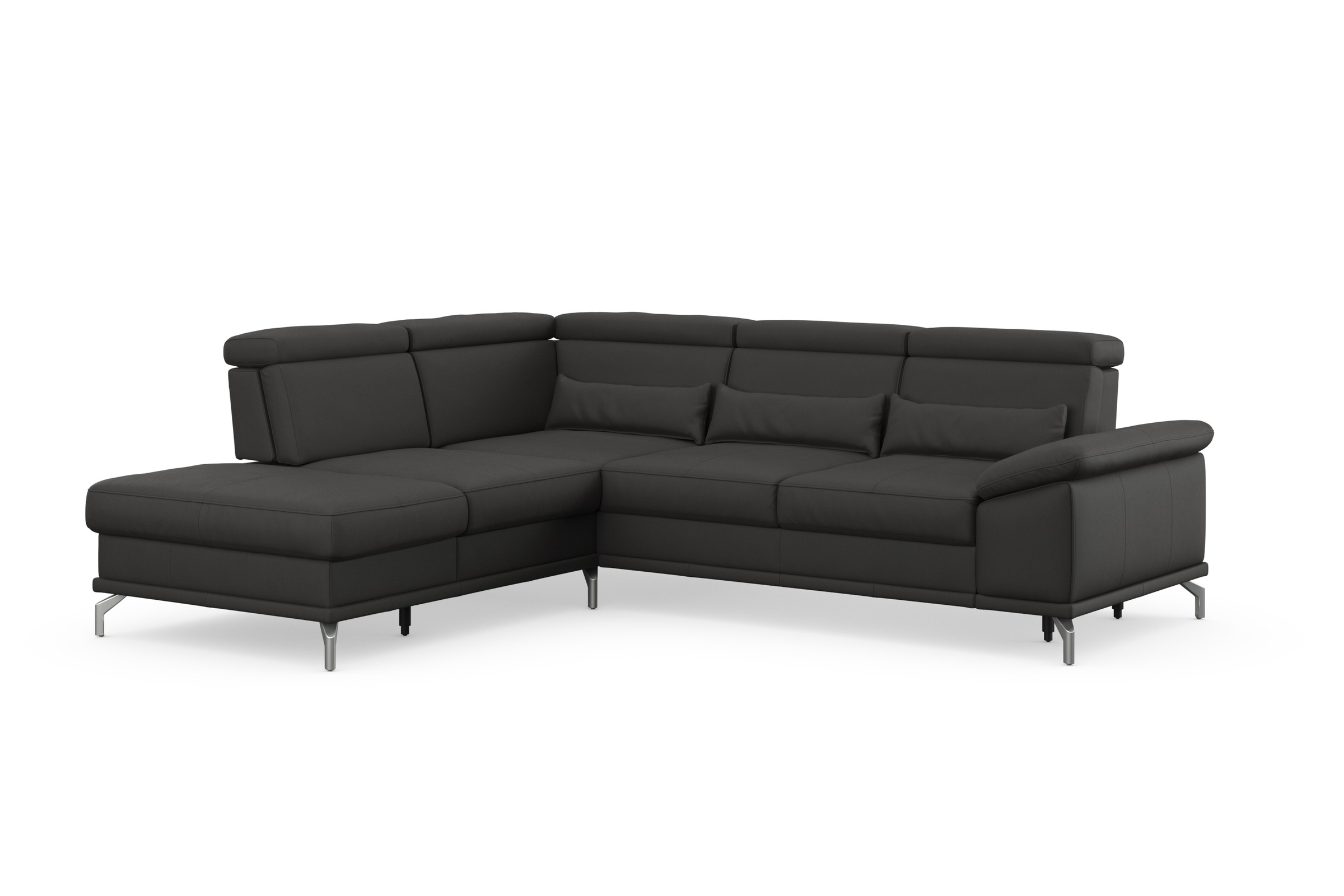 sit&more Ecksofa »Cabrio L-Form, mit Sitztiefenverstellung, Arm- und Kopfteilverstellung«, 3 Nierenkissen, Federkern, optional Bettfunktion und Stauraum