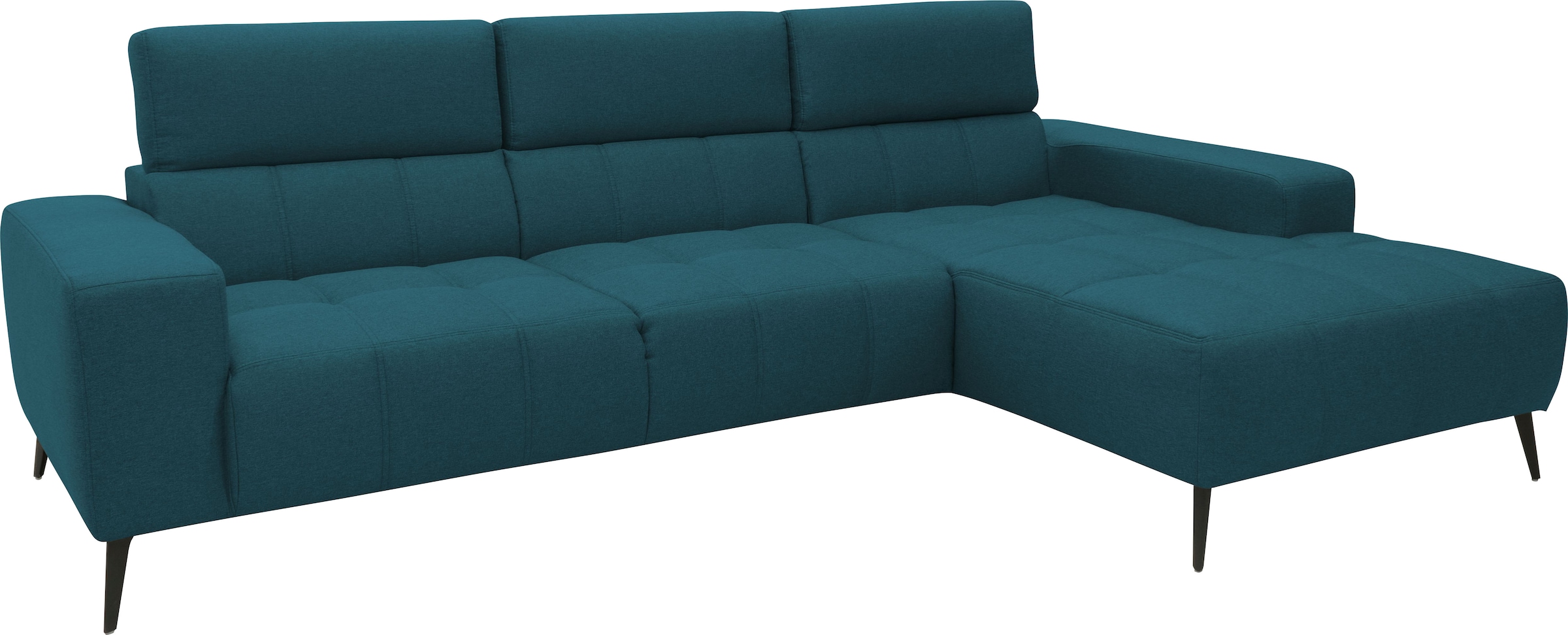 DOMO collection Ecksofa »Trento L-Form, mit Kufenfuß oder Einzelfuß«, wahlweise mit Kopfteilverstellung, Recamiere links/rechts bestellbar