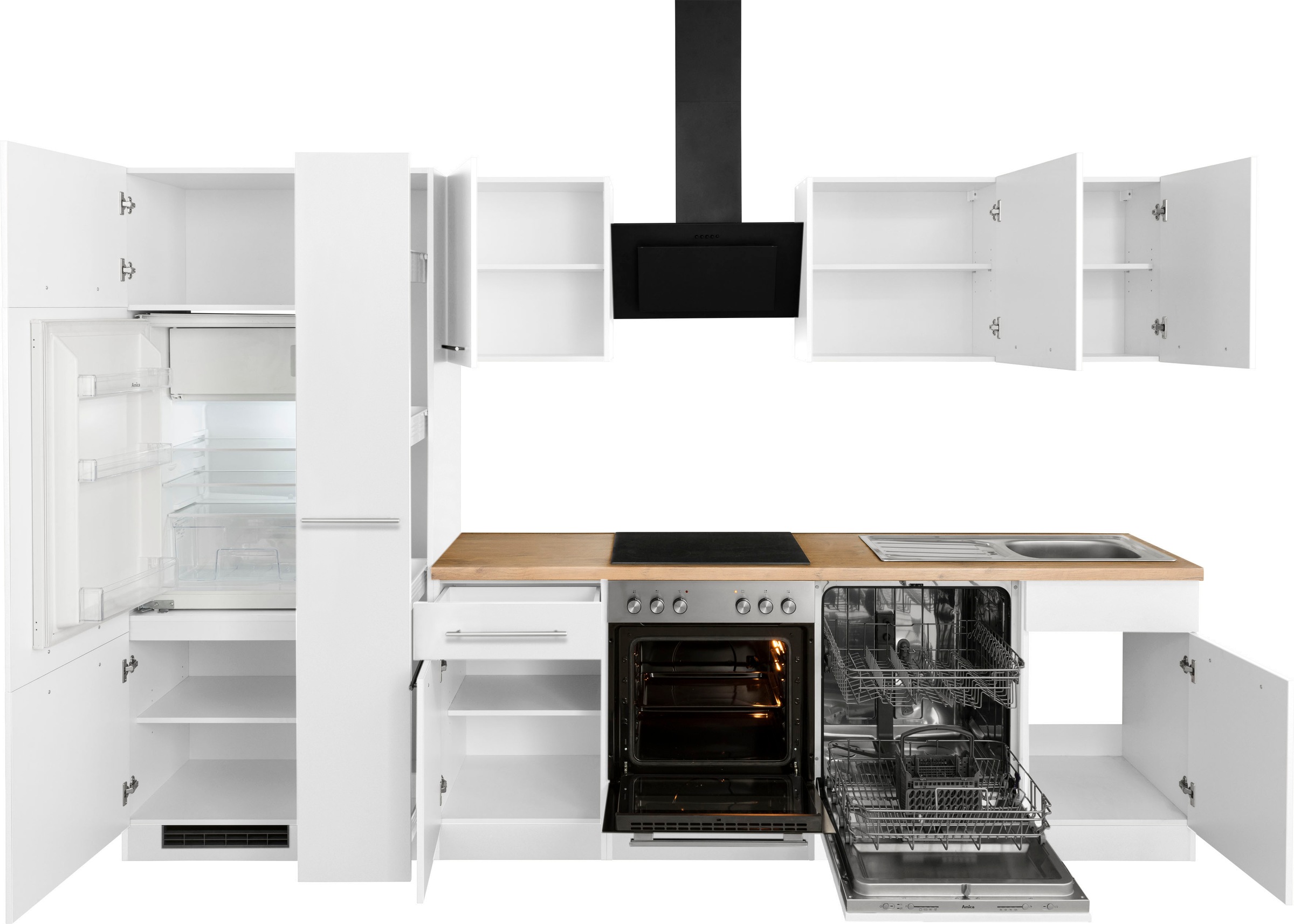 wiho Küchen Küchenzeile »Unna«, mit E-Geräten, Breite 310 cm auf Rechnung  bestellen