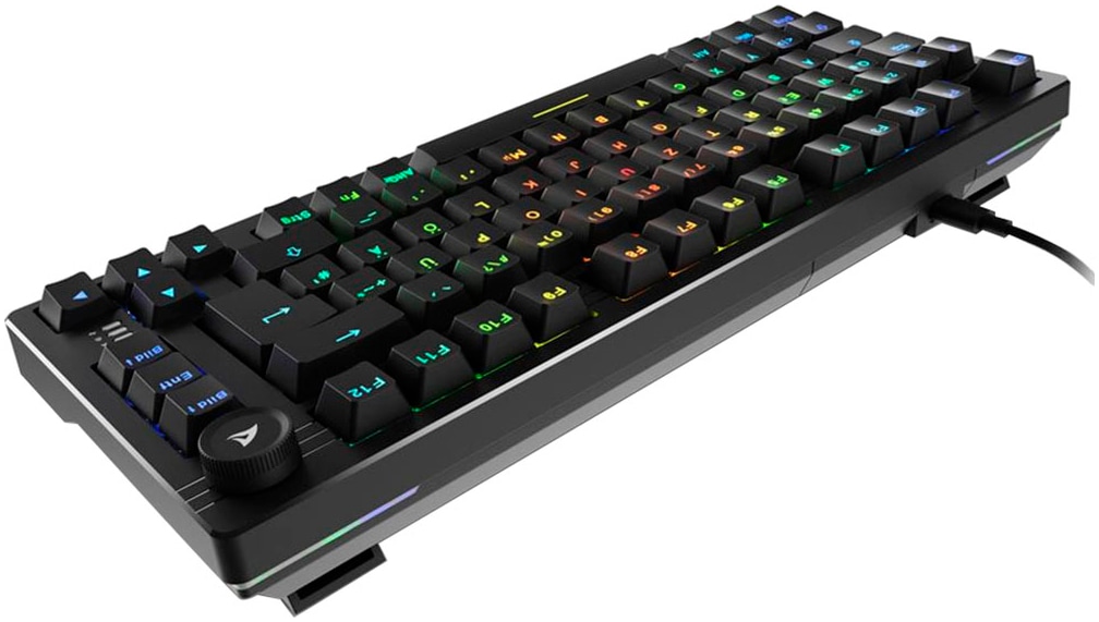 Sharkoon Gaming-Tastatur »SKILLER SGK25«, (Anpassbare Höhe-Antirutsch-Füße-Fn-Tasten-Lautstärkeregler-Licht-Bewegungs-Sensor-Makro-Tasten-Profil-Speicher-USB-Anschluss)
