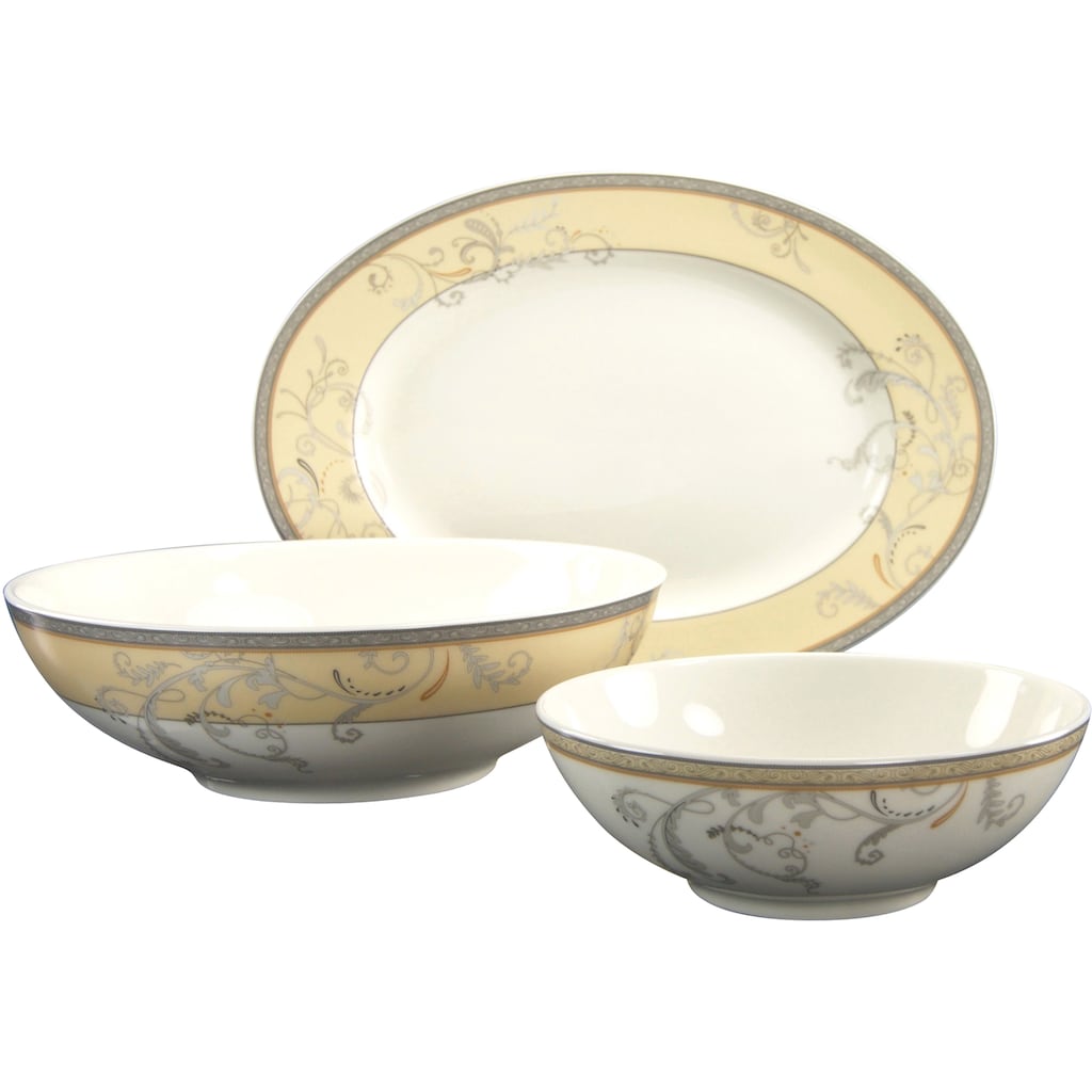 CreaTable Servier-Set »Villa Medici«, (Set, 3 tlg., 1 Platte oval, 2 Schüsseln)