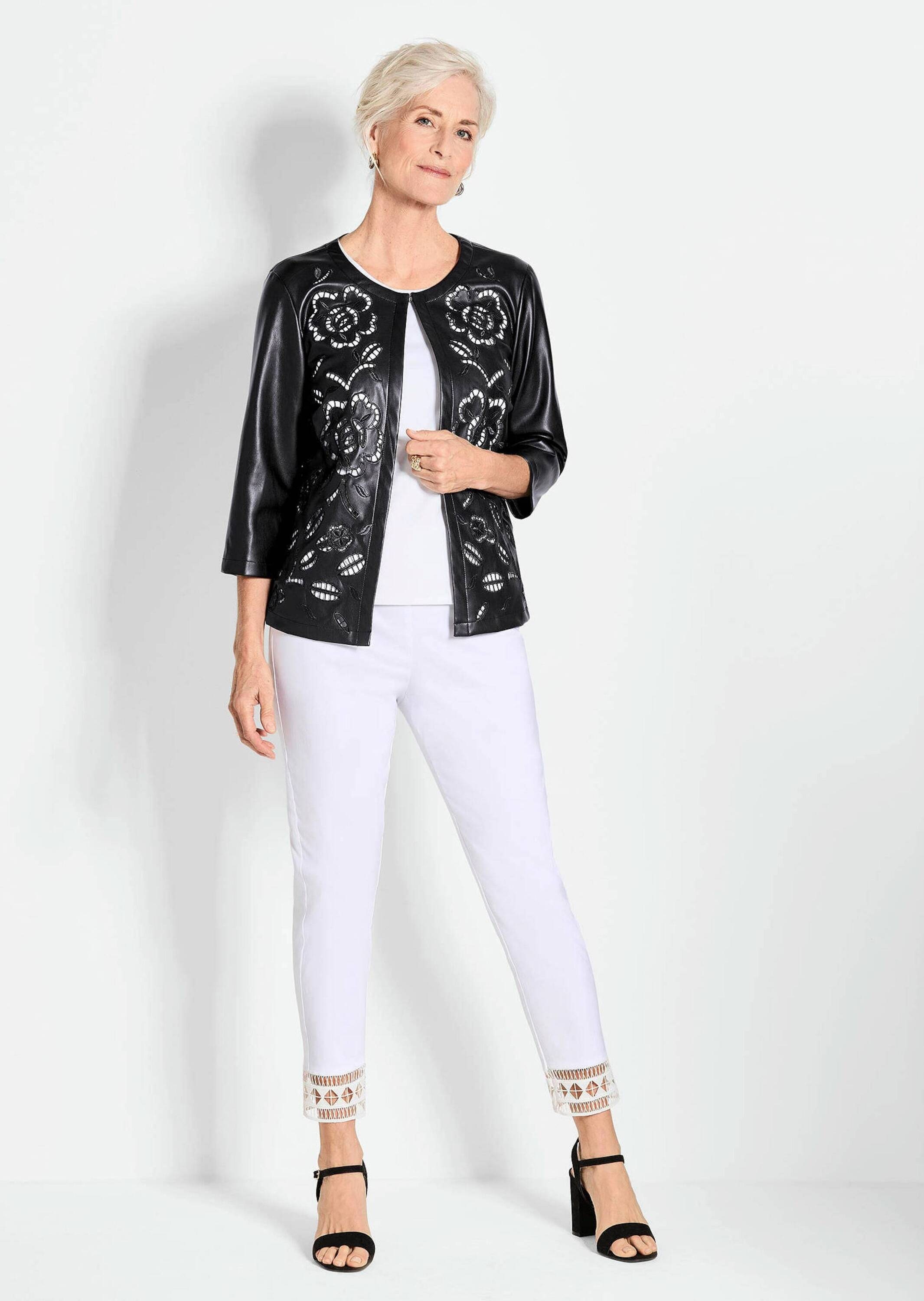 GOLDNER Kurzjacke »Kurzjacke in Lederoptik mit Lochstickerei«