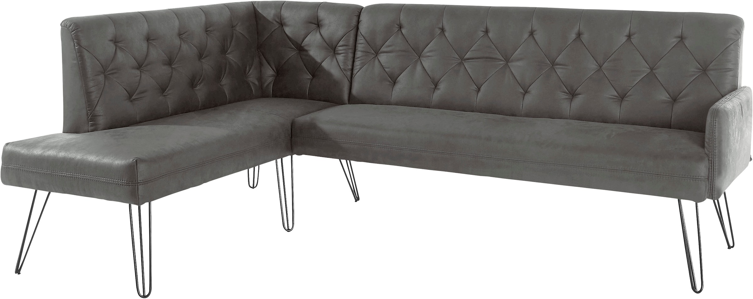 exxpo - sofa fashion Eckbank »Doppio, Chesterfield Optik, komfortabel und bequem, hohe Designfüße«, Frei im Raum stellbar