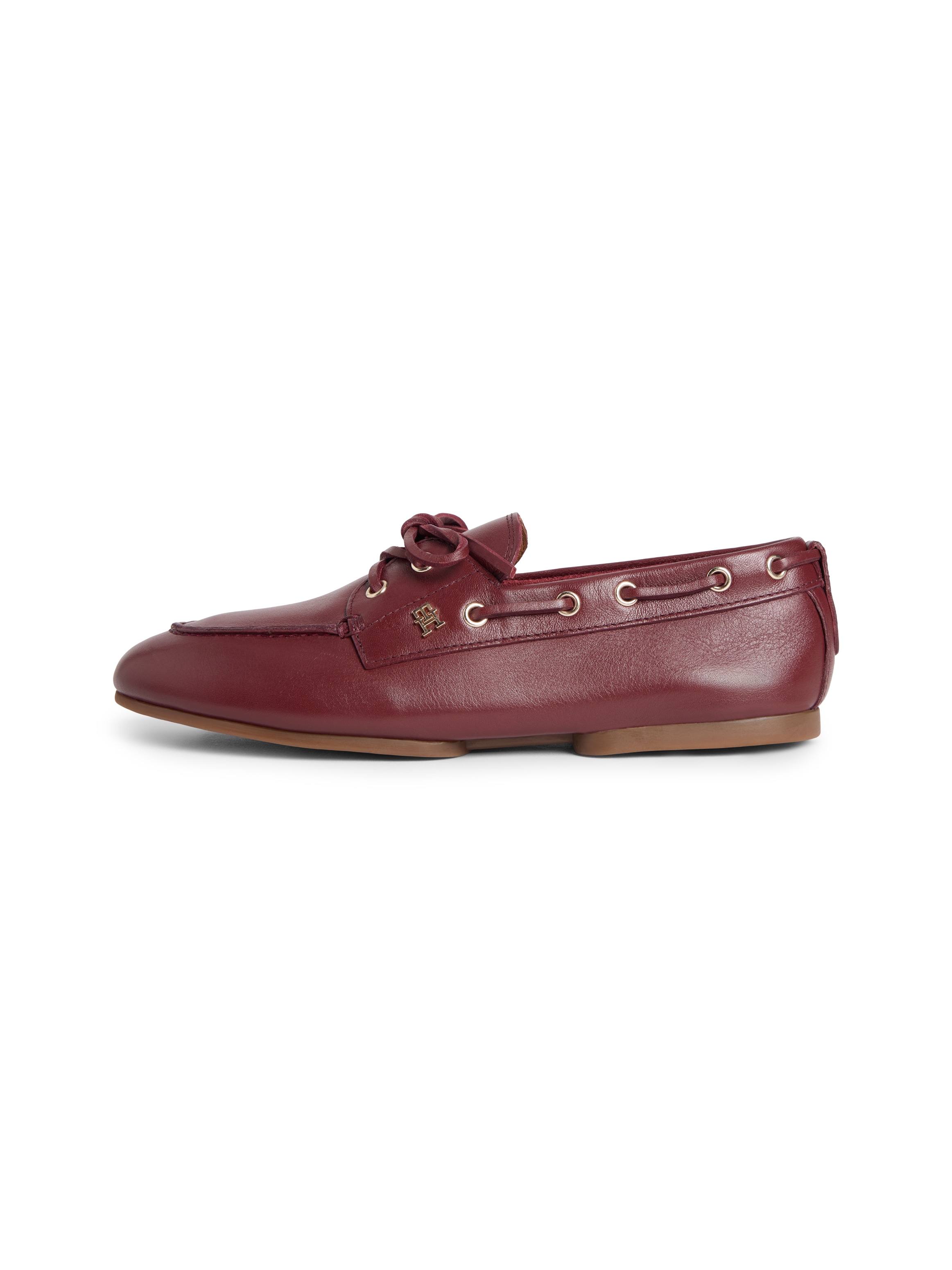 Tommy Hilfiger Bootsschuh »TH SLEEK LEATHER BOAT SHOE«  Bootsschuh, Businessschuh mit Blockabsatz und Ösen mit Durchzug