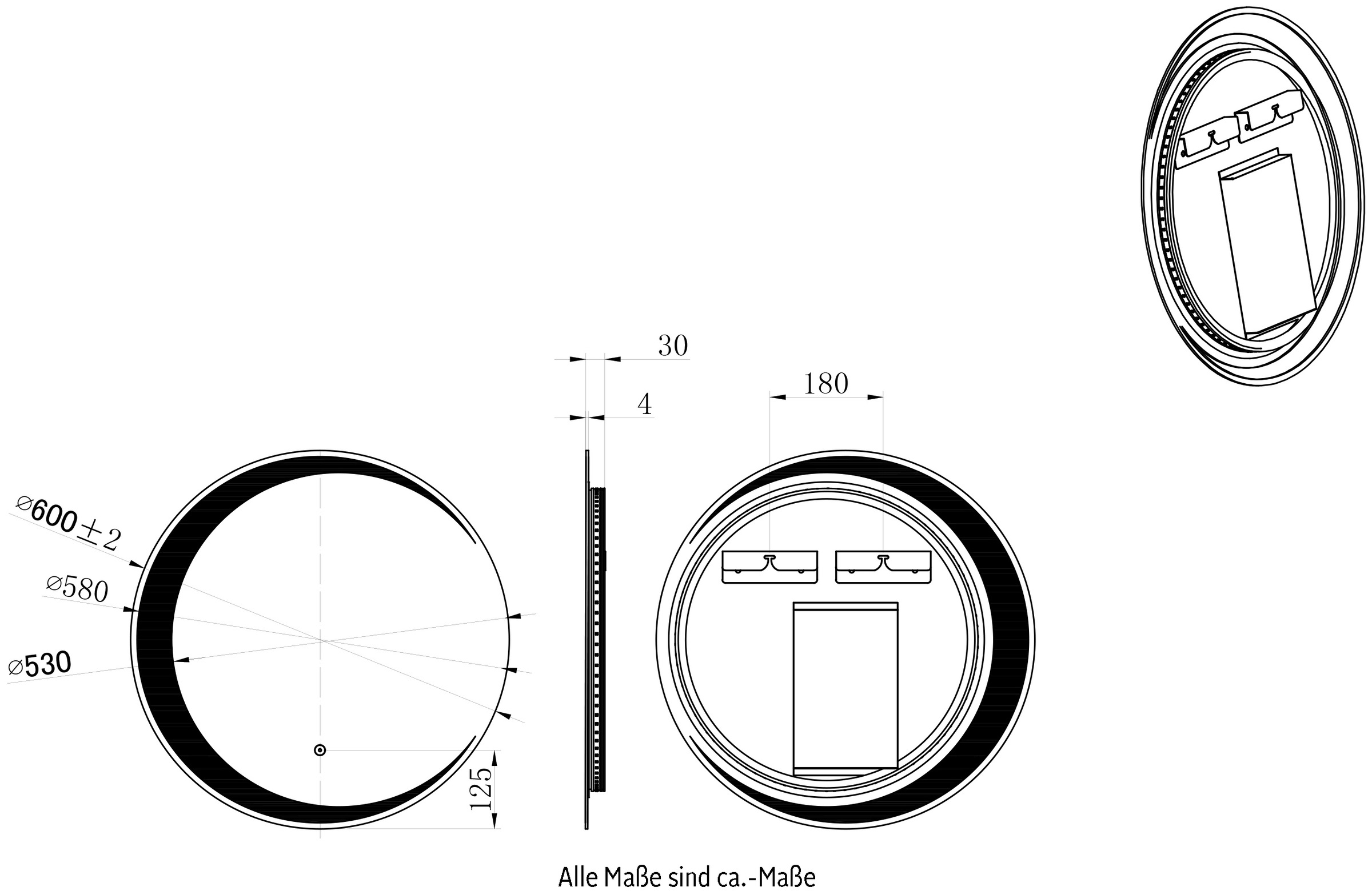 VEROSAN LED-Lichtspiegel »UDELA 60 3 x | Garantie dimmbar mit cm«, online kaufen 60 Jahren XXL Touchsensor, mit