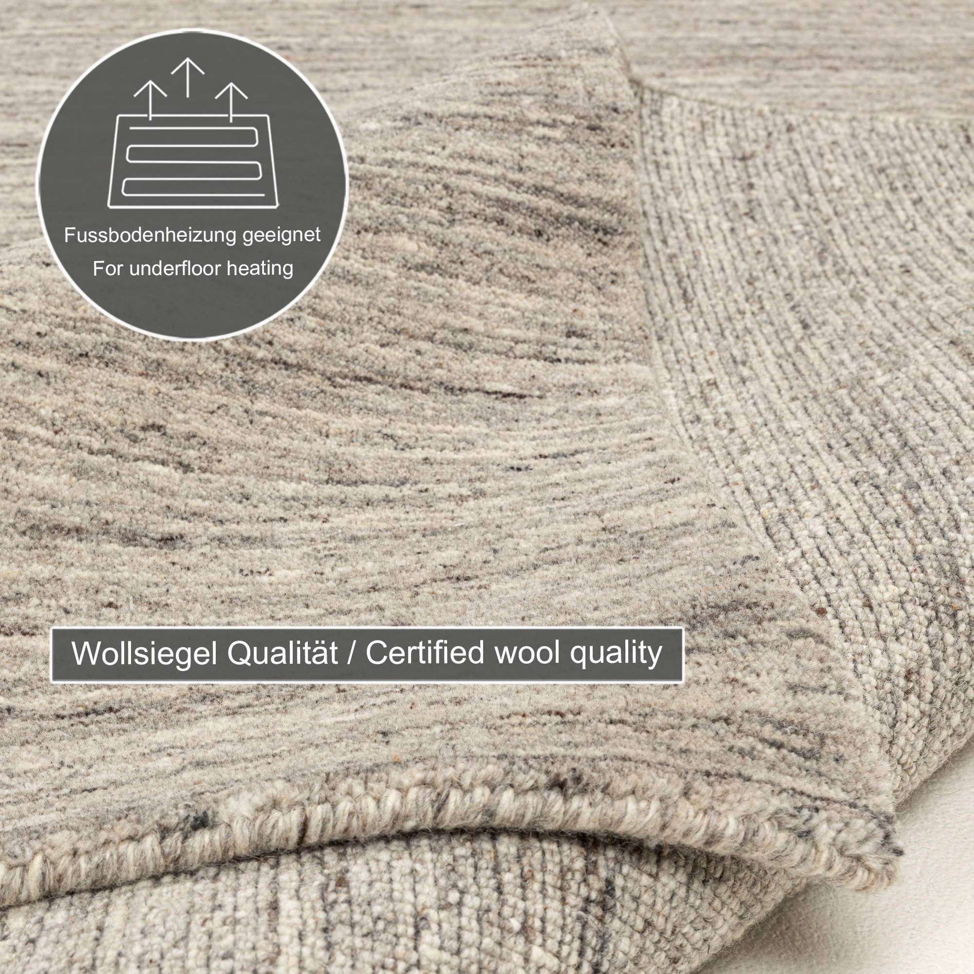 THEKO Wollteppich »Pure UNI« rechteckig 14 mm Höhe Handwebteppich, meliert, reine Wolle, handgewebt