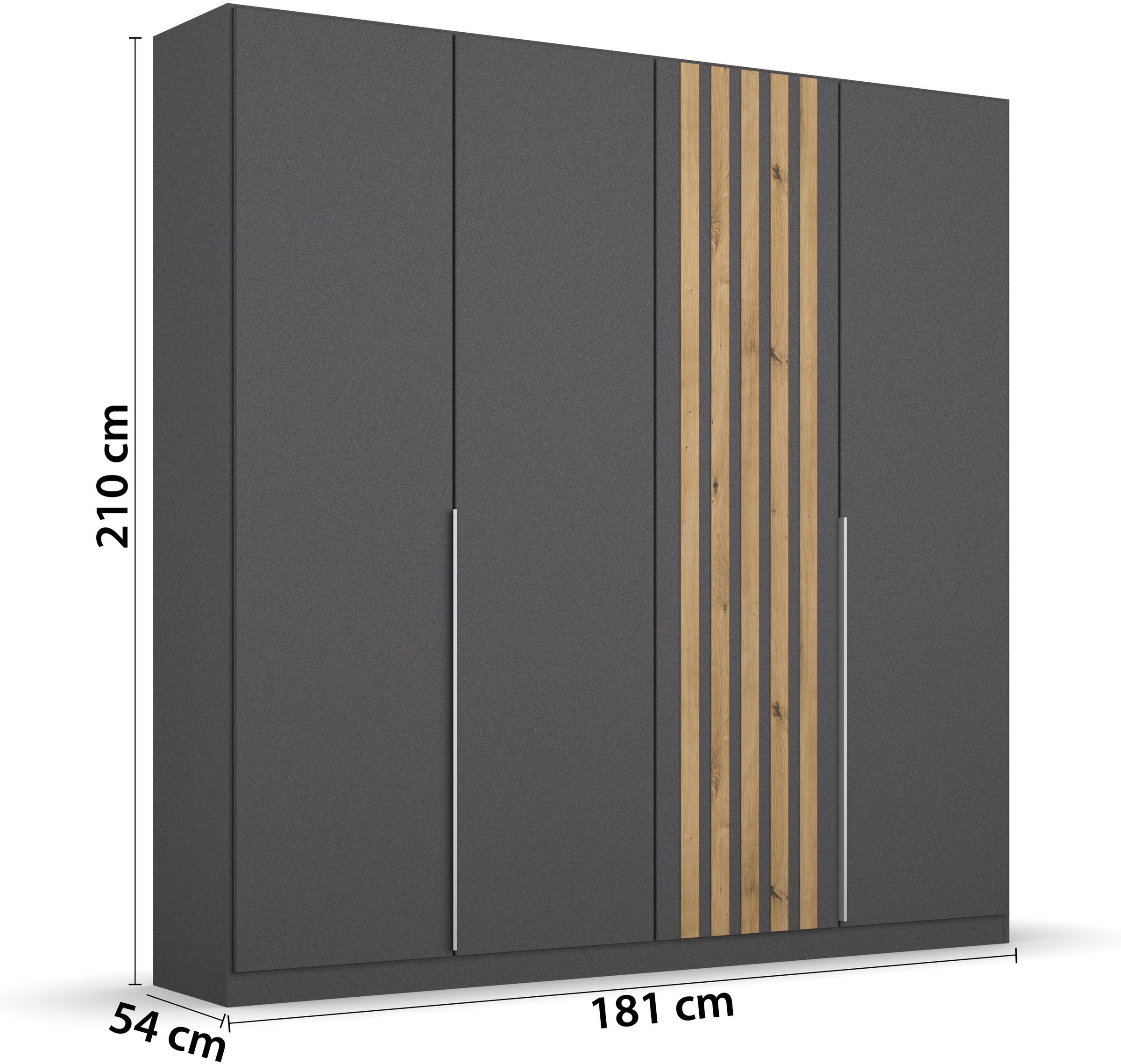 rauch Drehtürenschrank »Kleiderschrank Schrank Garderobe Breiten 181/226/271 cm LAMELLA« 3 verschiedene Ausstattungen BASIC/CLASSIC/PREMIUM (inkl. SOFT-CLOSE),  elegante Lamellen-Auflage in 3D Akustikpaneel Optik MADE IN GERMANY