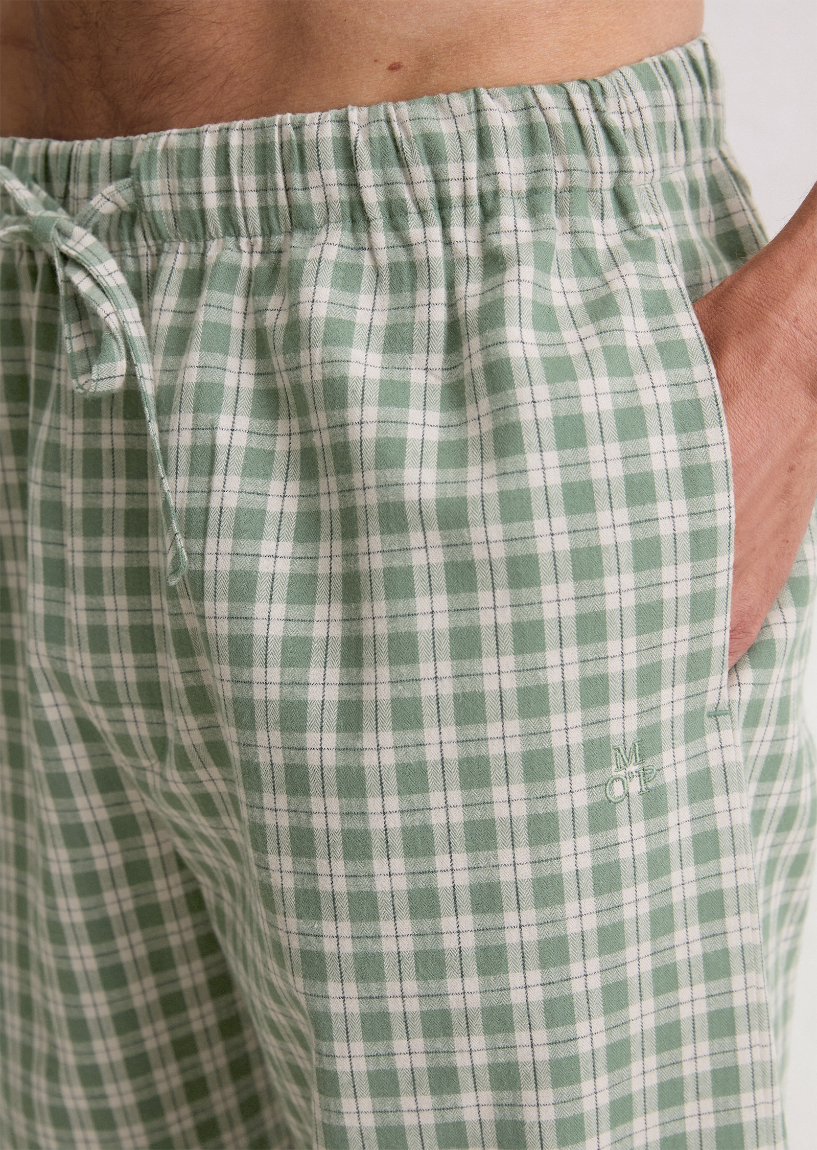 Marc O'Polo Pyjamahose »Cozy Flannel«  mit Gummizug und Bindeband, Cotton, gerades Bein