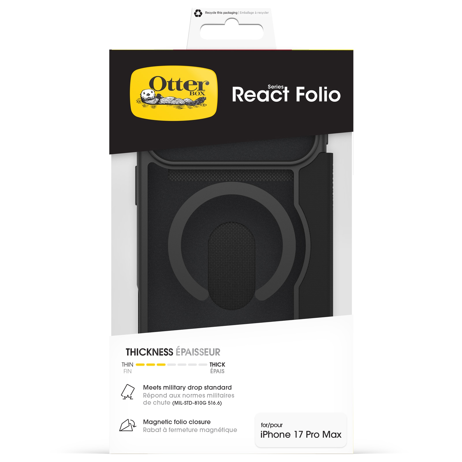 Otterbox Handyhülle »React Series Folio für Apple iPhone 17 Pro Max« Apple iPhone 17 Pro Max Backcover, Schutzhülle, Handyschutzhülle, Case, Schutzcase, stoßfest