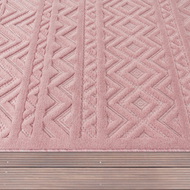 Paco Home Teppich »Livorno 673«, rechteckig, Uni-Farben, Scandi, Rauten  Muster, Hoch-Tief Effekt, Outdoor geeignet
