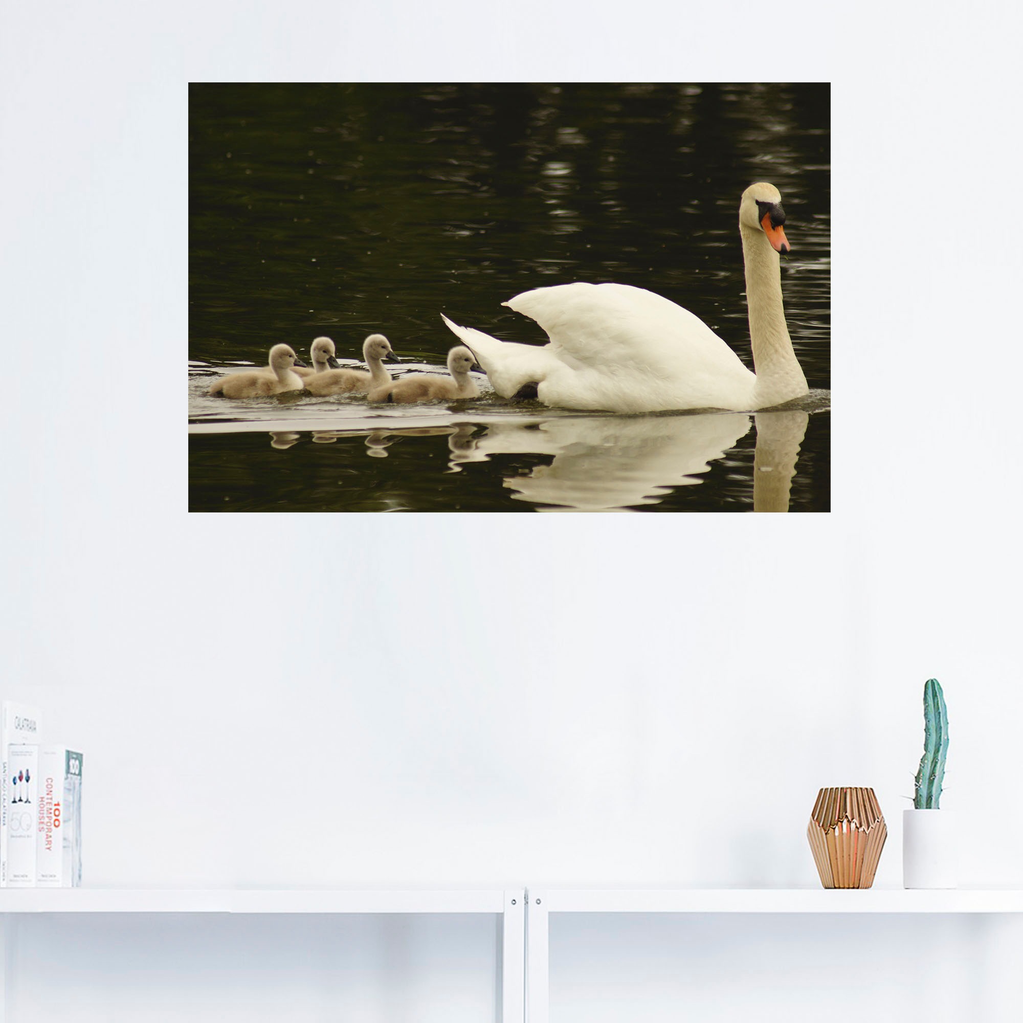 Artland Wandbild »Schwanen Familie«, Schwanen Bilder, (1 St.), als Alubild, Leinwandbild, Wandaufkleber oder Poster in versch. Größen