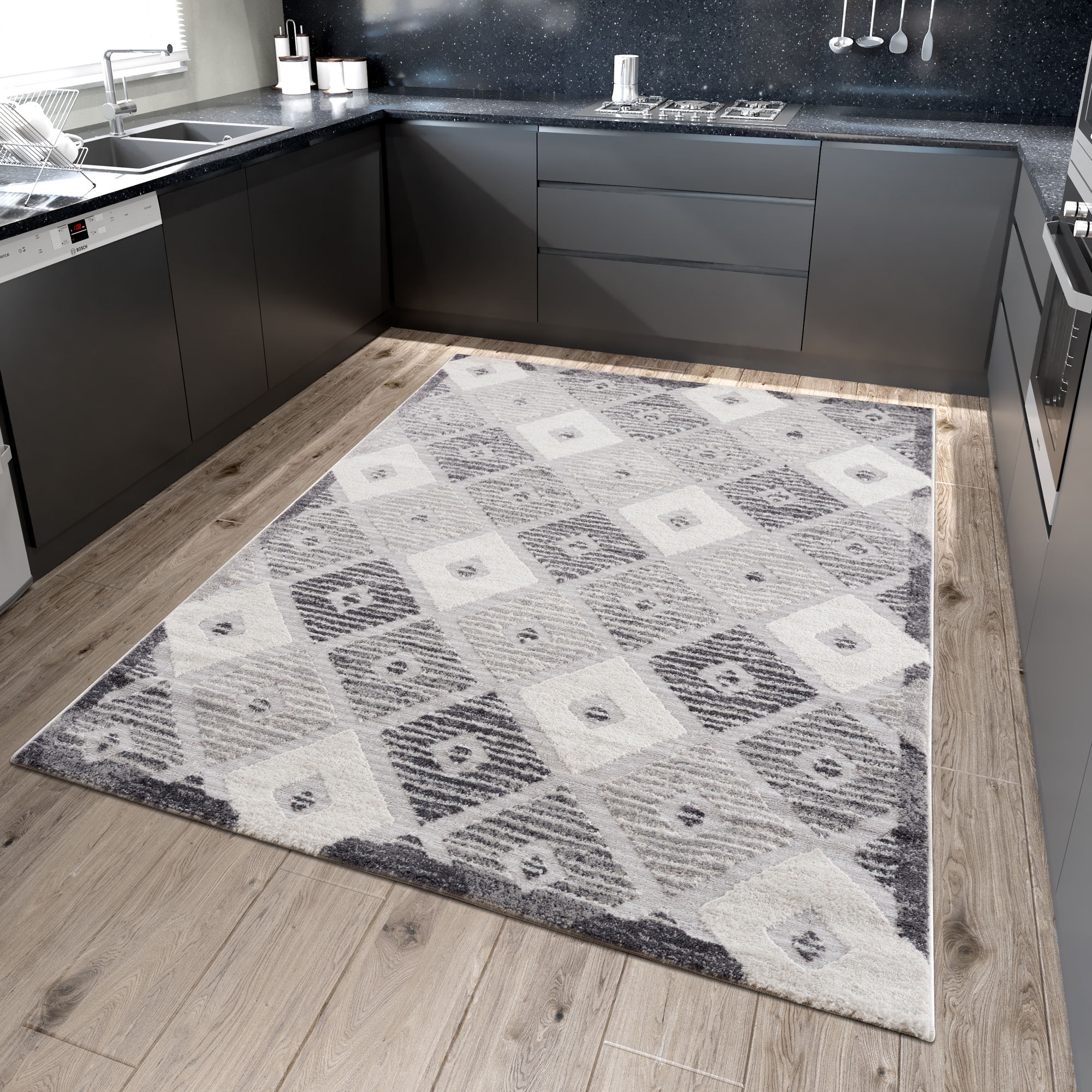 Sanat Teppich »Evra 7003  , auch als Läufer erhältlich« rechteckig 22 mm Höhe Wohnzimmer, Kurzflor, modern, Hoch Tief Struktur