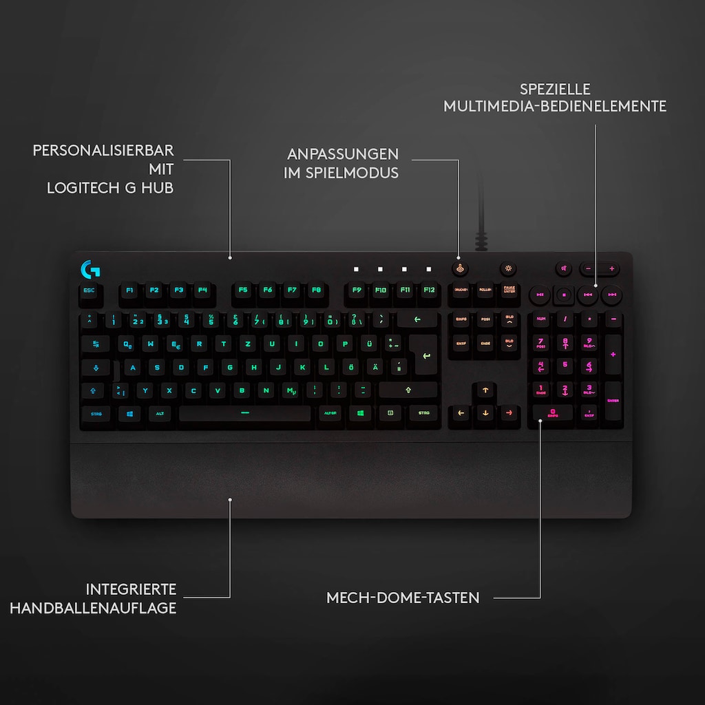 Logitech G Gaming-Tastatur »G213«, (Ziffernblock-USB-Anschluss-Multimedia-Tasten)