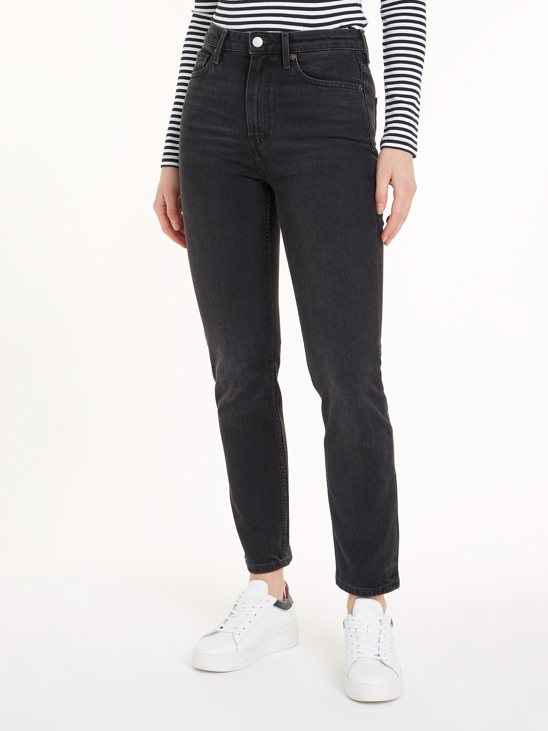 Tommy Hilfiger Slim-fit-Jeans »SLIM CIGARETTE HW A DARK BLUE«, mit Tommy Hilfiger Logo-Badge