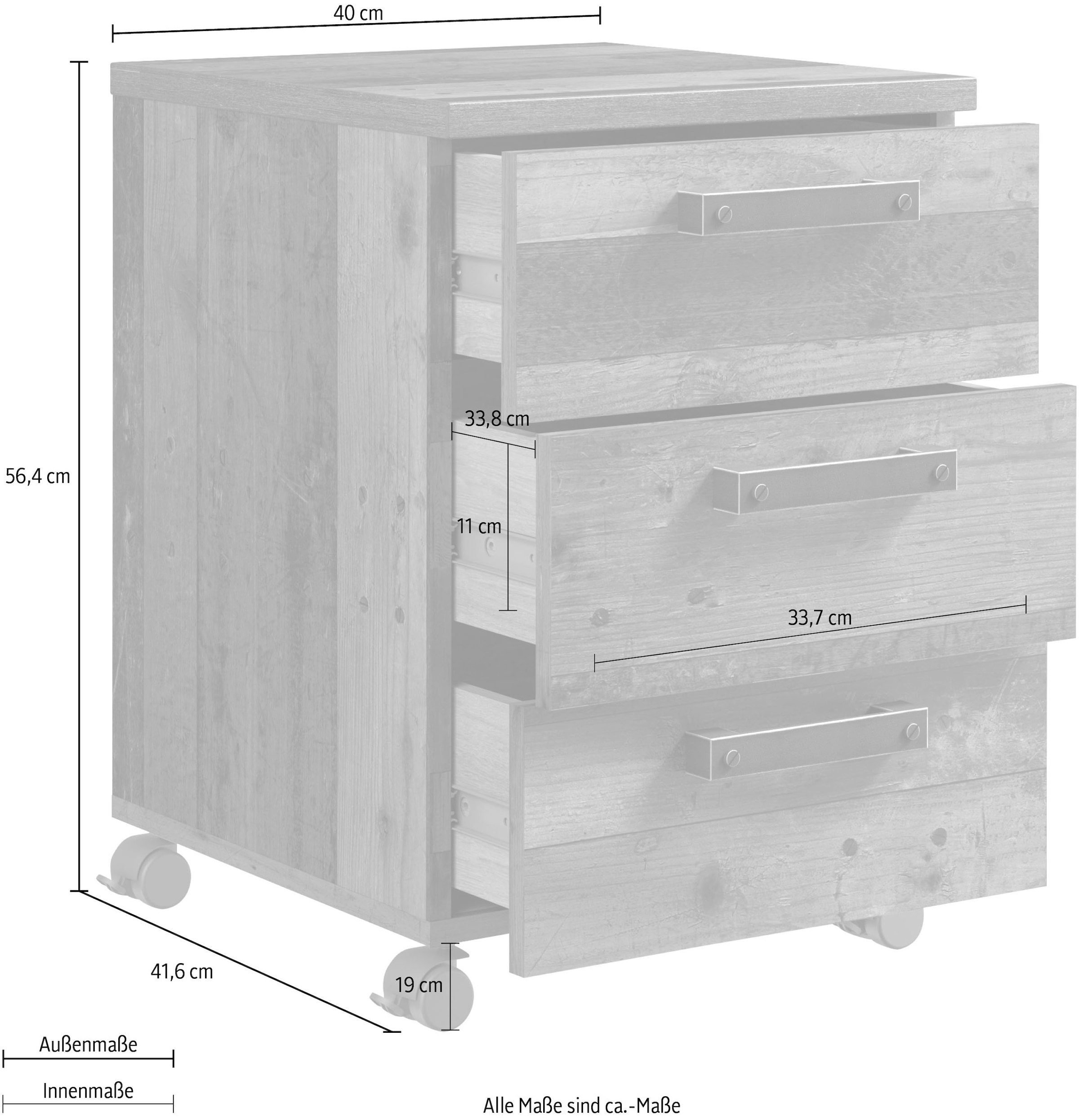 FORTE Rollcontainer »Clif«, Schreibtischcontainer im Industriestil