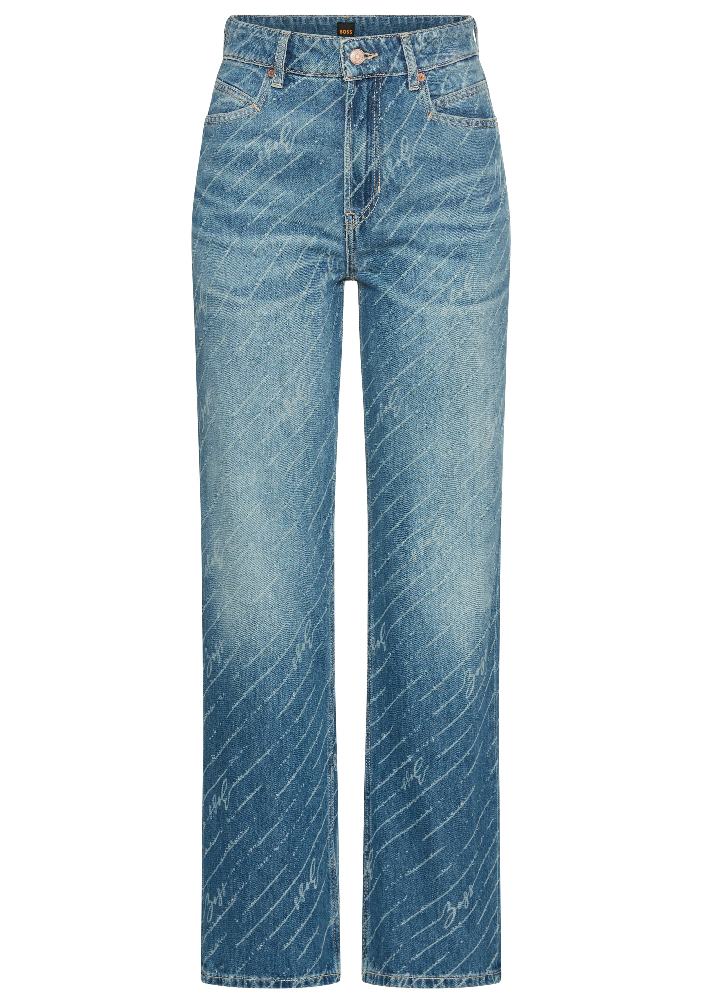 BOSS ORANGE Straight-Jeans »Ada High Rise Slim Premium Damenmode«, mit All-Over Druck