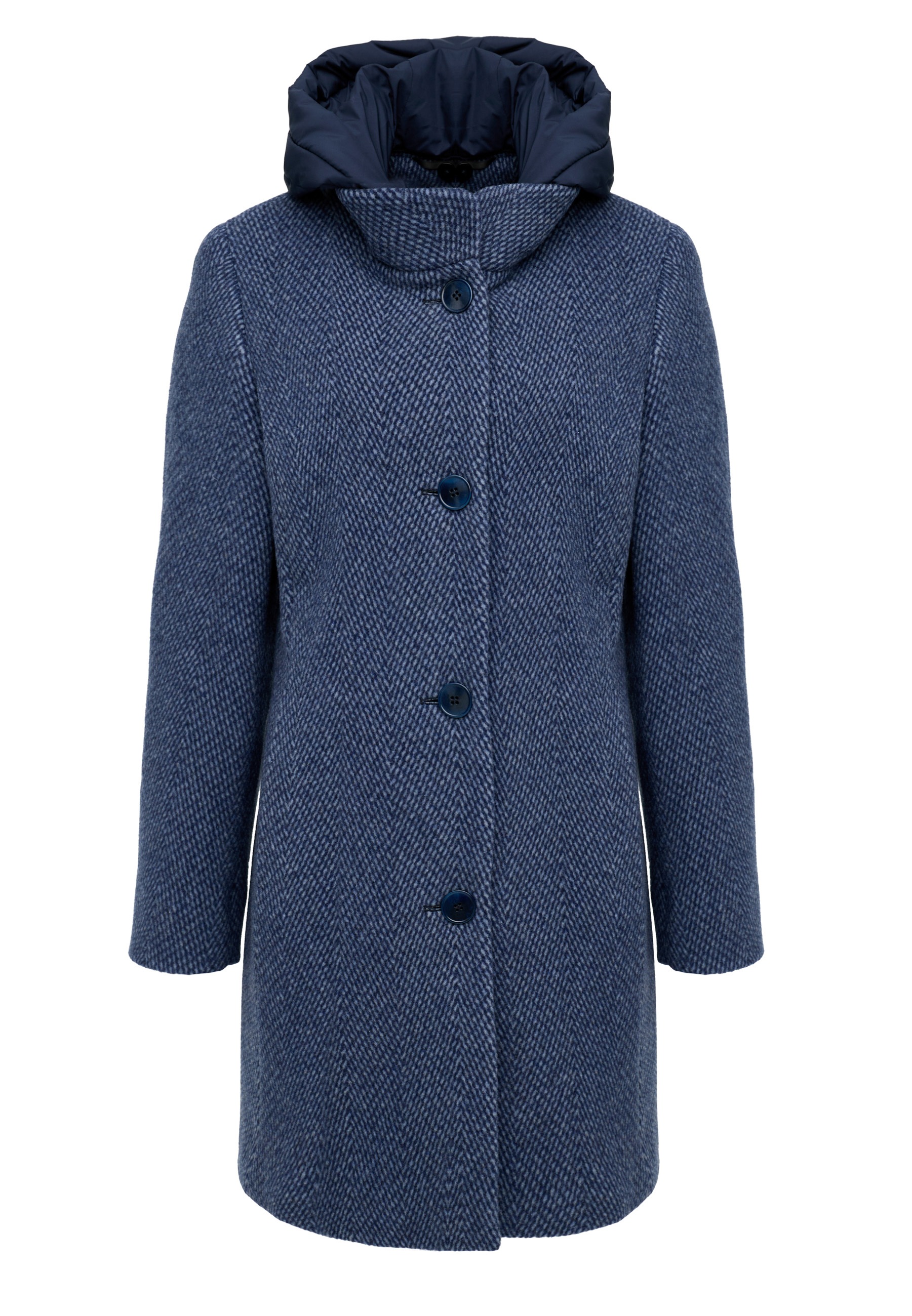 MANISA Wolljacke, mit Kapuze, mit Stehkragen und Kapuze, in Tweed-Optik