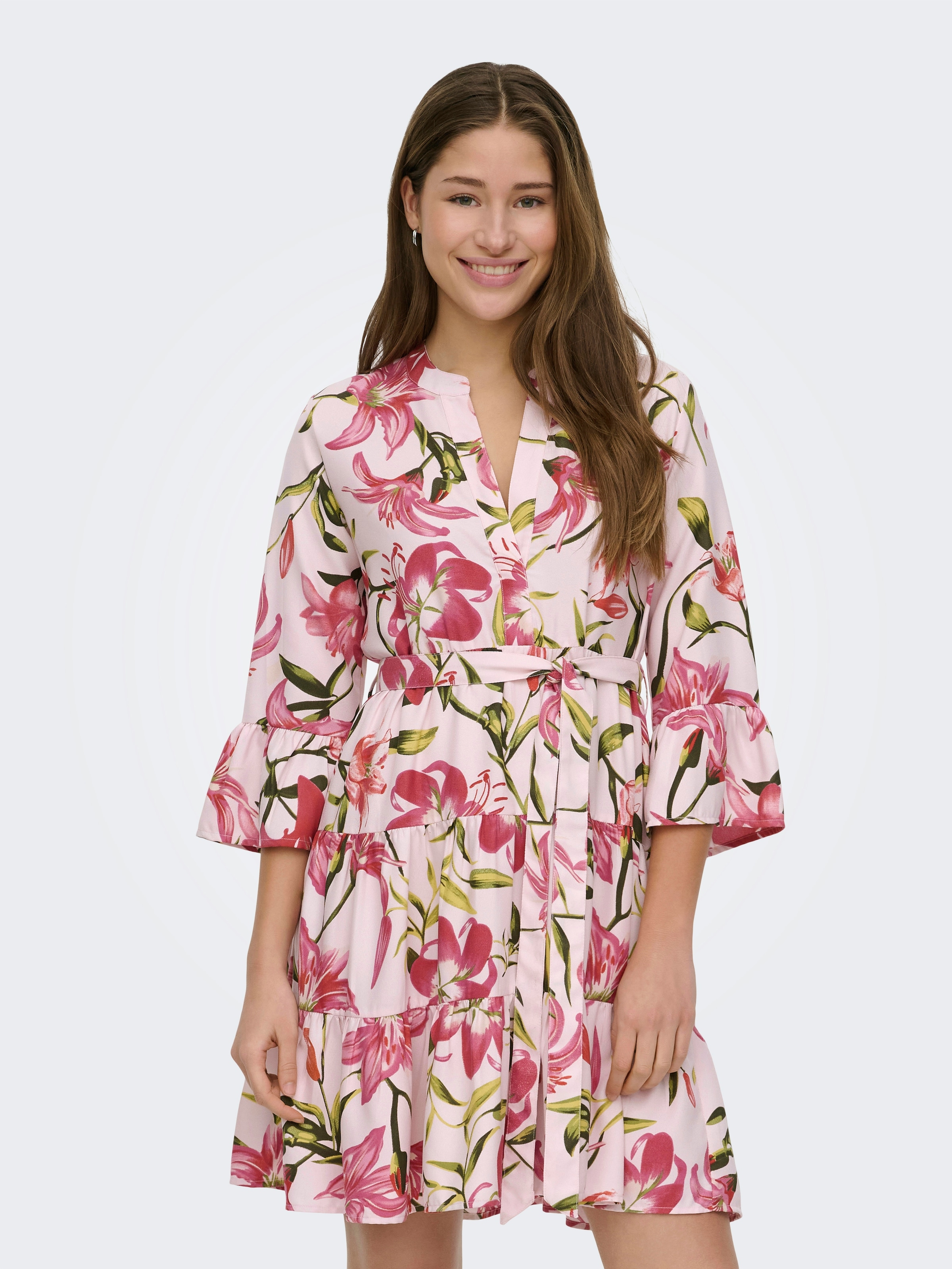 ONLY Tunikakleid »ONLSINA LIFE 3/4 SHORT DRESS NOOS WVN« mit Volant