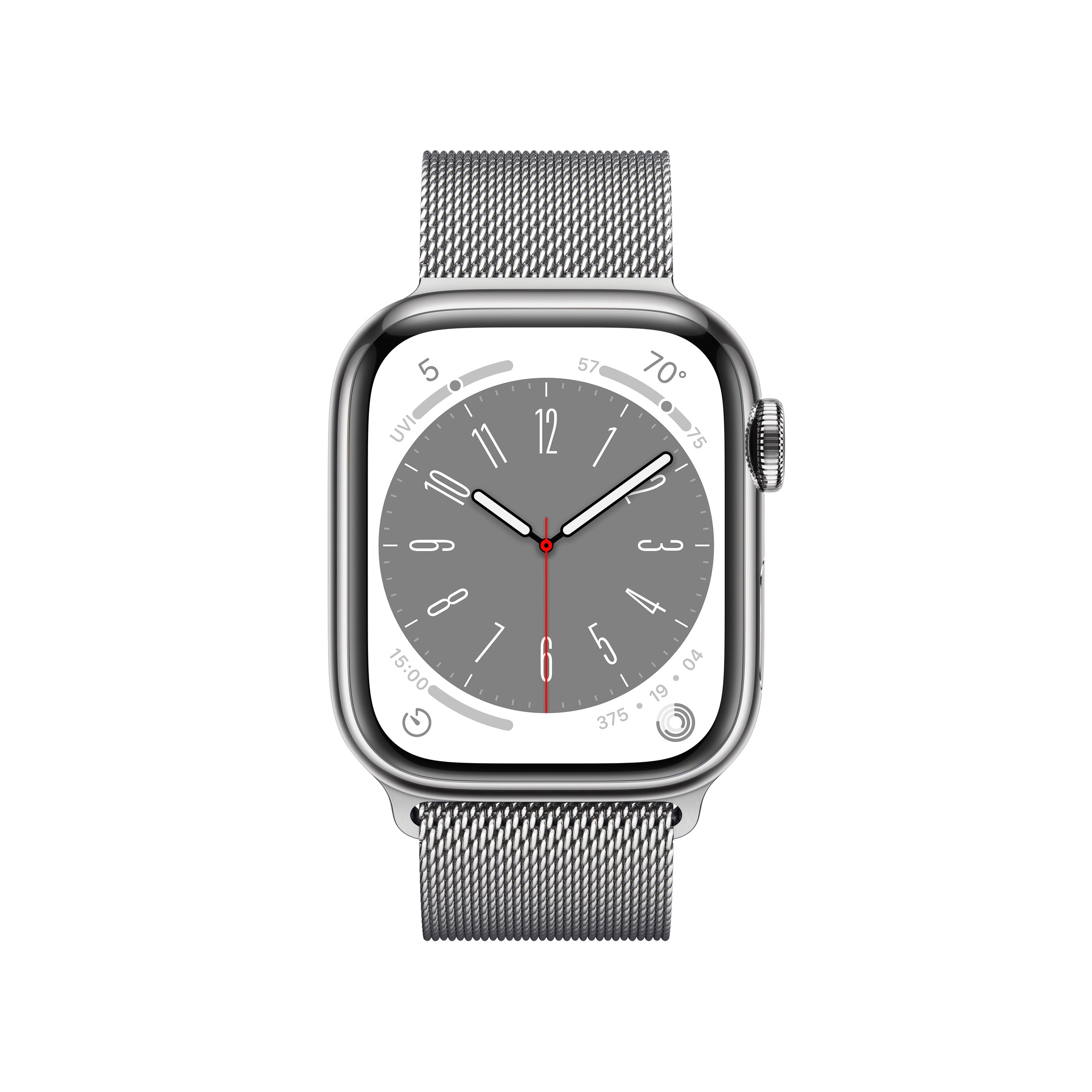 Apple Smartwatch »Series 8, GPS + Cellular, Edelstahl-Gehäuse, 41mm mit Milanaisearmband«, (Watch OS)