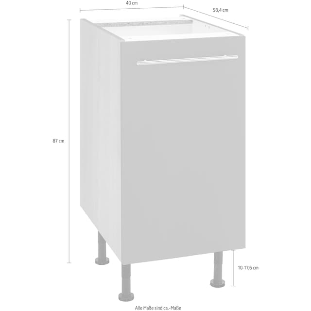 OPTIFIT Unterschrank »Bern«, 40 cm breit, mit 1 Tür mit höhenverstellbaren  Füßen, mit Metallgriff auf Rechnung bestellen