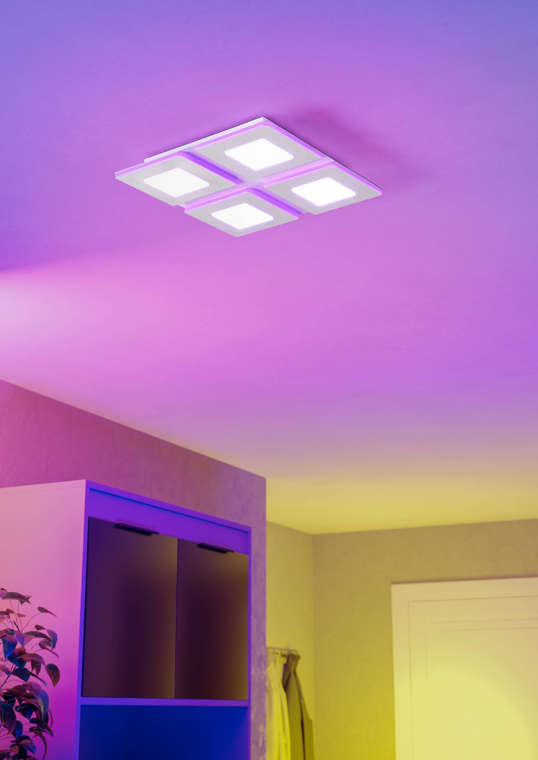 EGLO Deckenleuchte »Padrogiano-Z Deckenlampe, ZigBee 3.0, App und Sprachsteuerung, Lampe« LED-Modul 1 Stk. Kaltweiß | RGB ZigBee, App und Sprachsteuerung Alexa, RGB, dimmbar, 45 x 45 cm