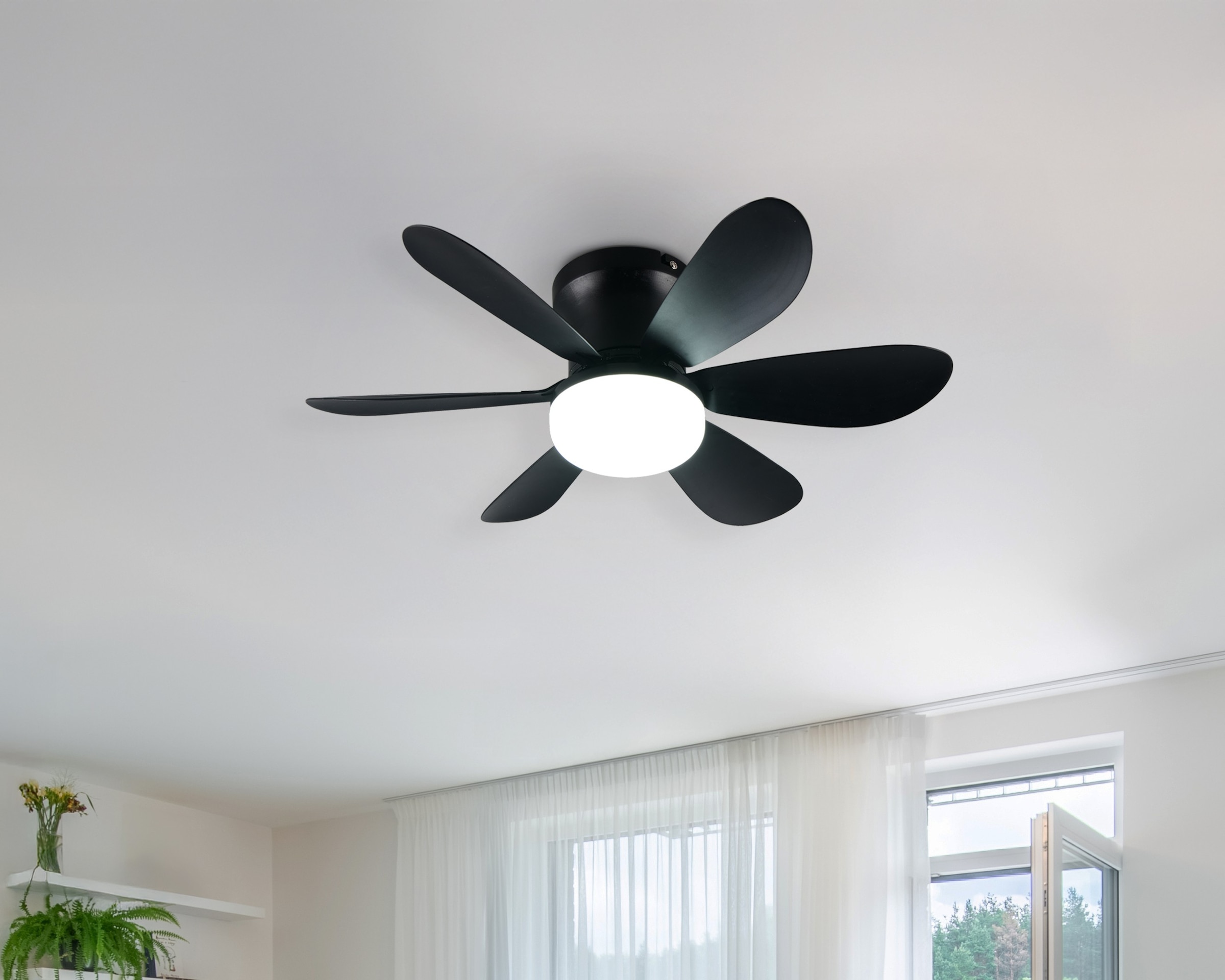 REALITY Leuchten LED Deckenleuchte »LUND mit Ventilator, Deckenventilator mit Licht inkl Fernbedienung« LED-Board 1 Stk. warmweiß - kaltweiß 3 Geschwindigkeiten Timer Vor- & Rücklauf LED dimmbar CCT Nachtlicht