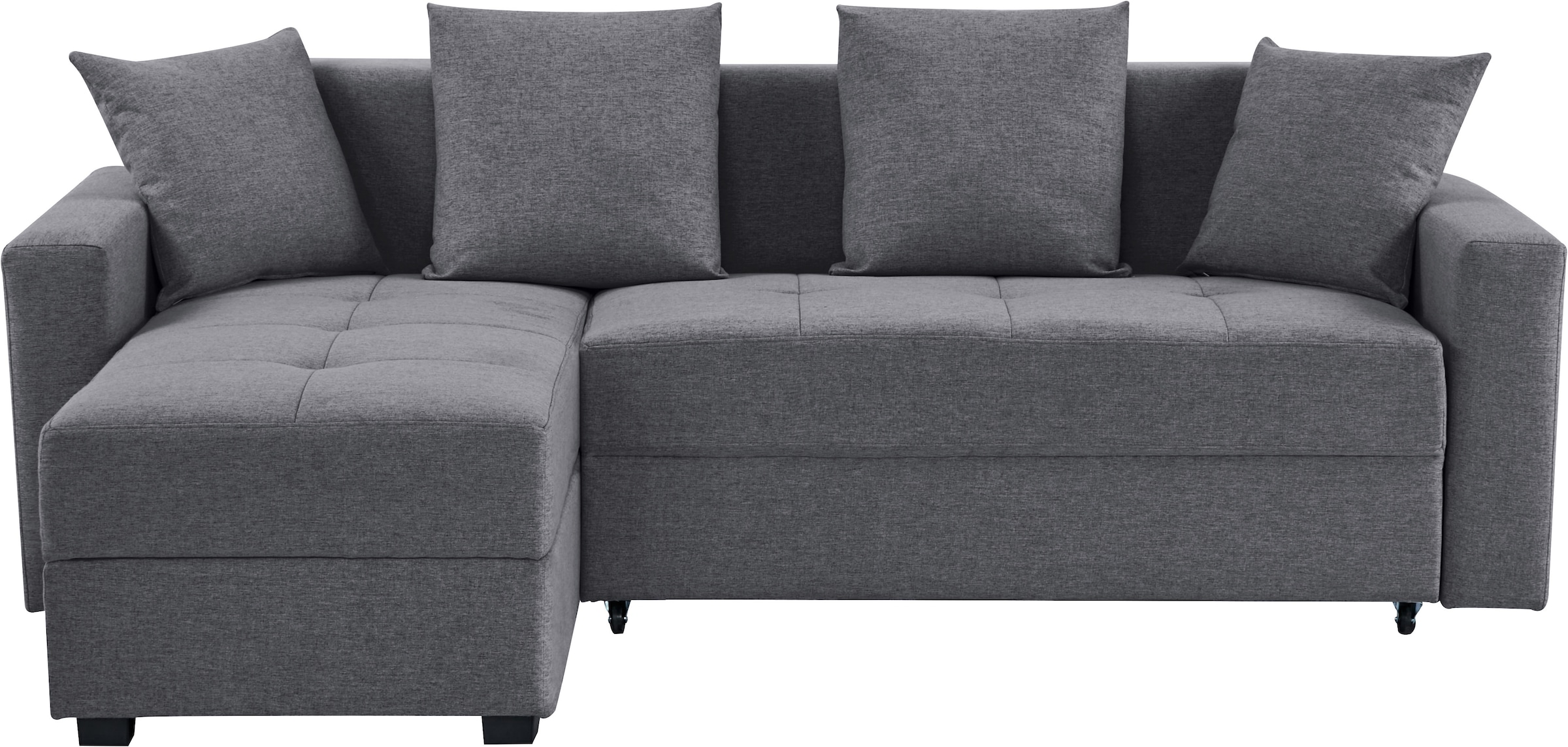 INOSIGN Ecksofa »KILLAM, 217 cm, L-Form, mit Schlaffunktion u. Bettkasten«, Recamiere rechts / links montierbar, in Cord und Webstoff