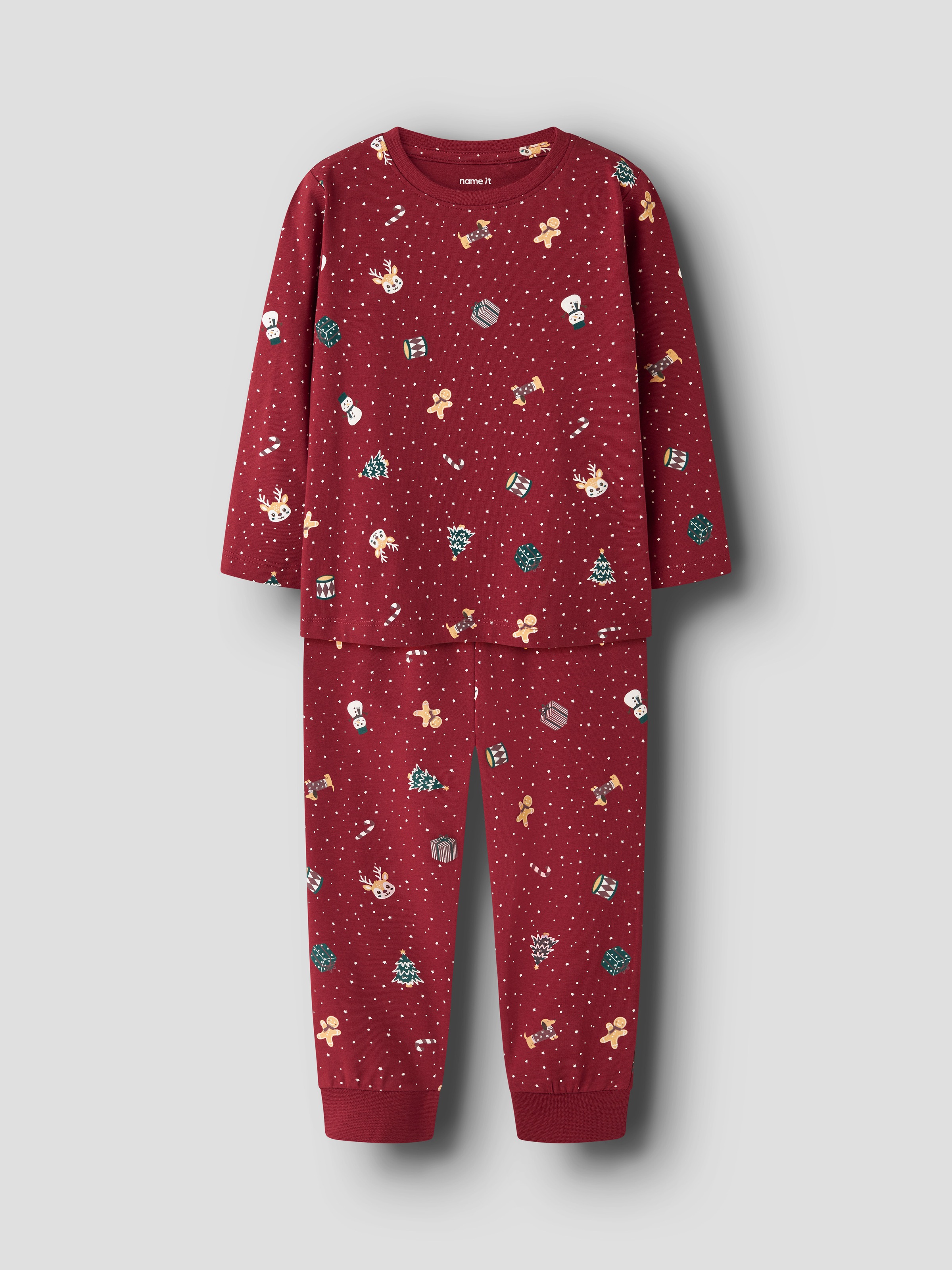 Name It Schlafanzug »NMNVISMAS LS NIGHTSET« Set, 2 Weihnachten, Baumwollmischung