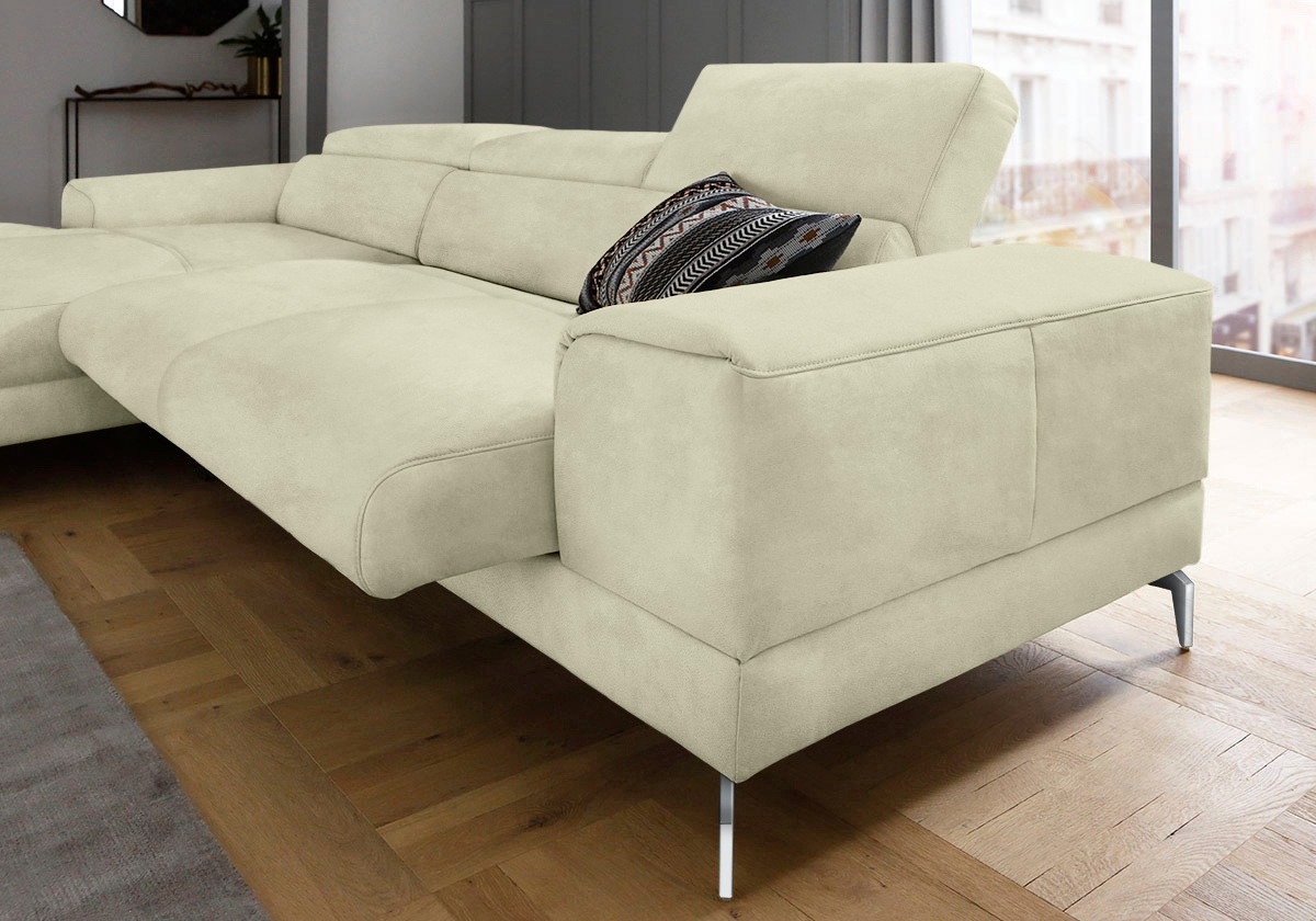 W.SCHILLIG Ecksofa »piedroo, Designsofa mit tollem Sitzkomfort, bequem und elegant, L-Form«, Kopfteilverstellung, wahlweise mit Sitztiefenverstellung, Breite 303cm